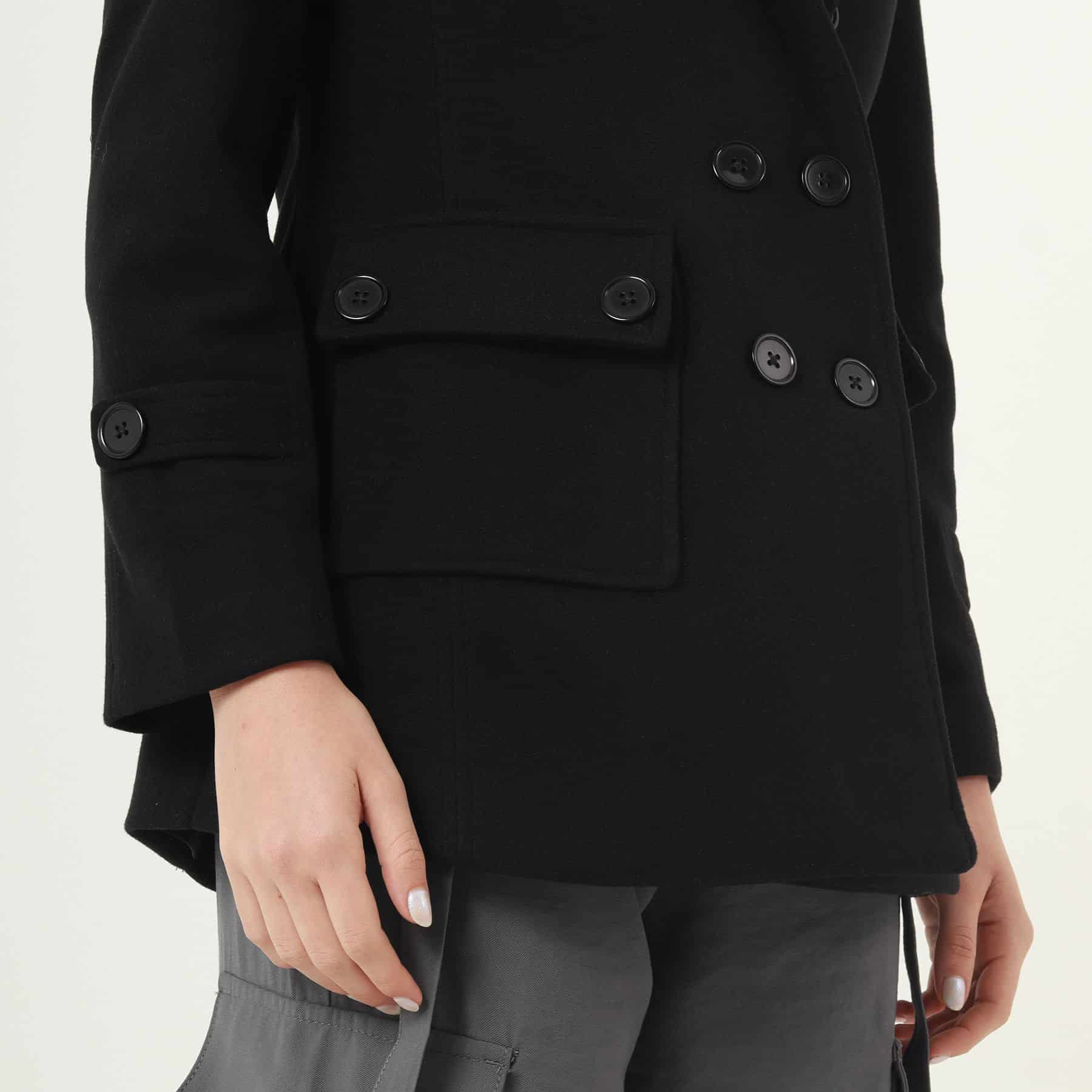 Chaqueta abrigo trench cruzado cuello solapa con capucha - miniatura 27