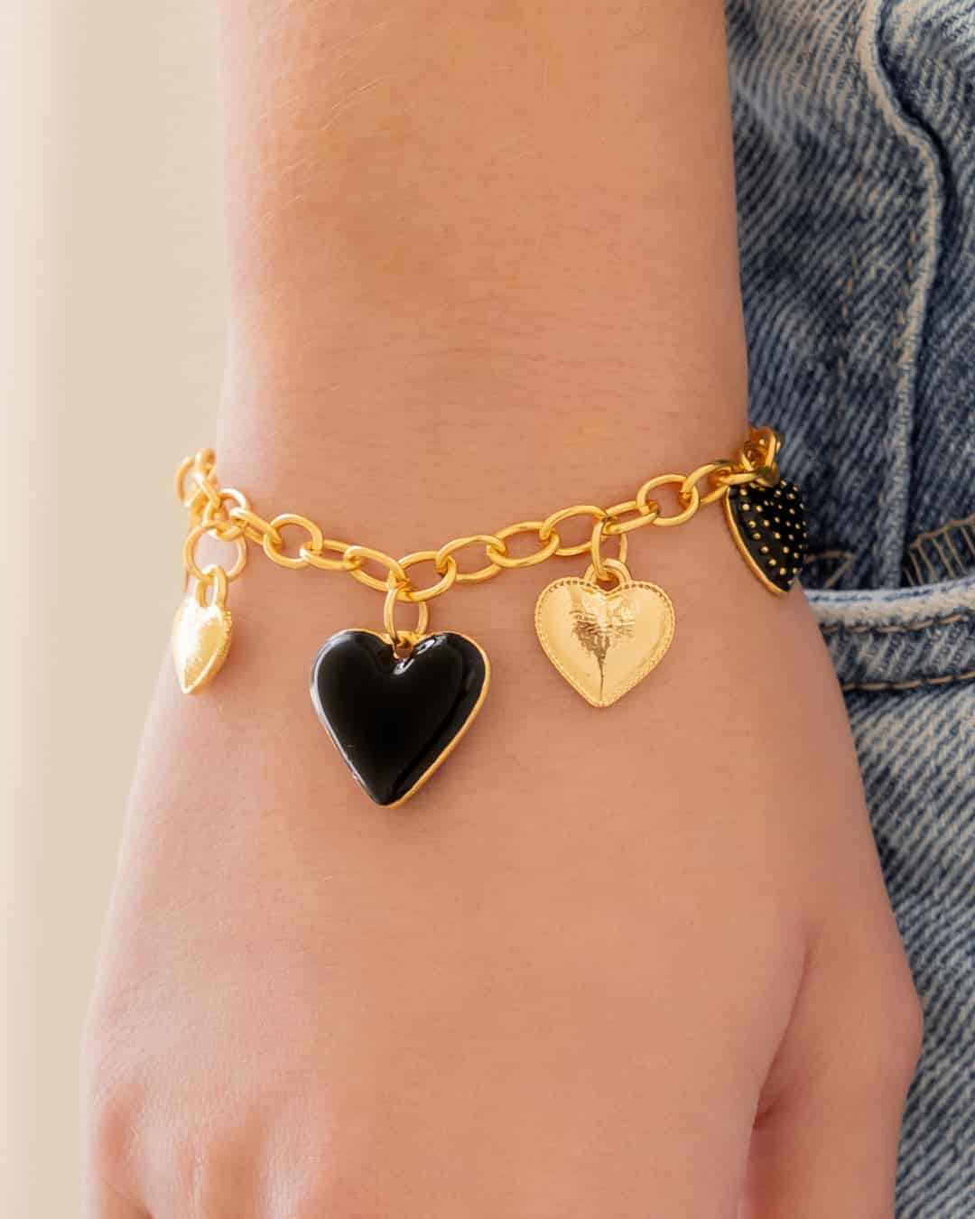 Pulsera Multicharms Corazones + Aretes - miniatura 1