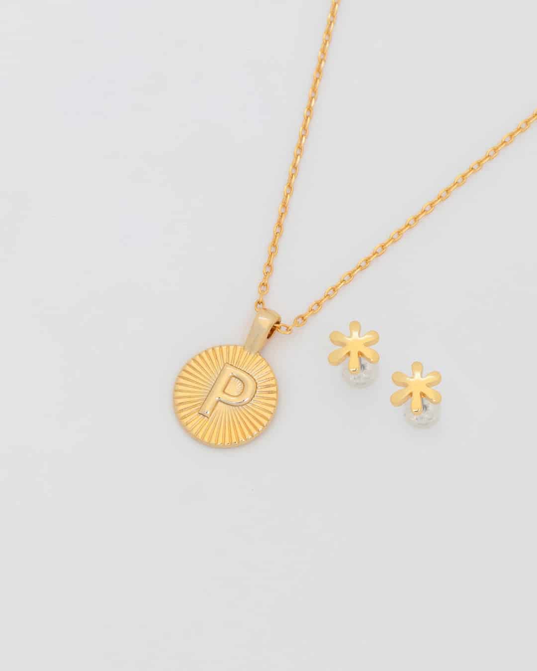 Collar Letra Destellos + Aretes - miniatura 2