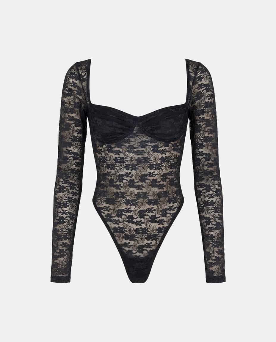 LACE BLACK BODYSUIT - miniatura 1