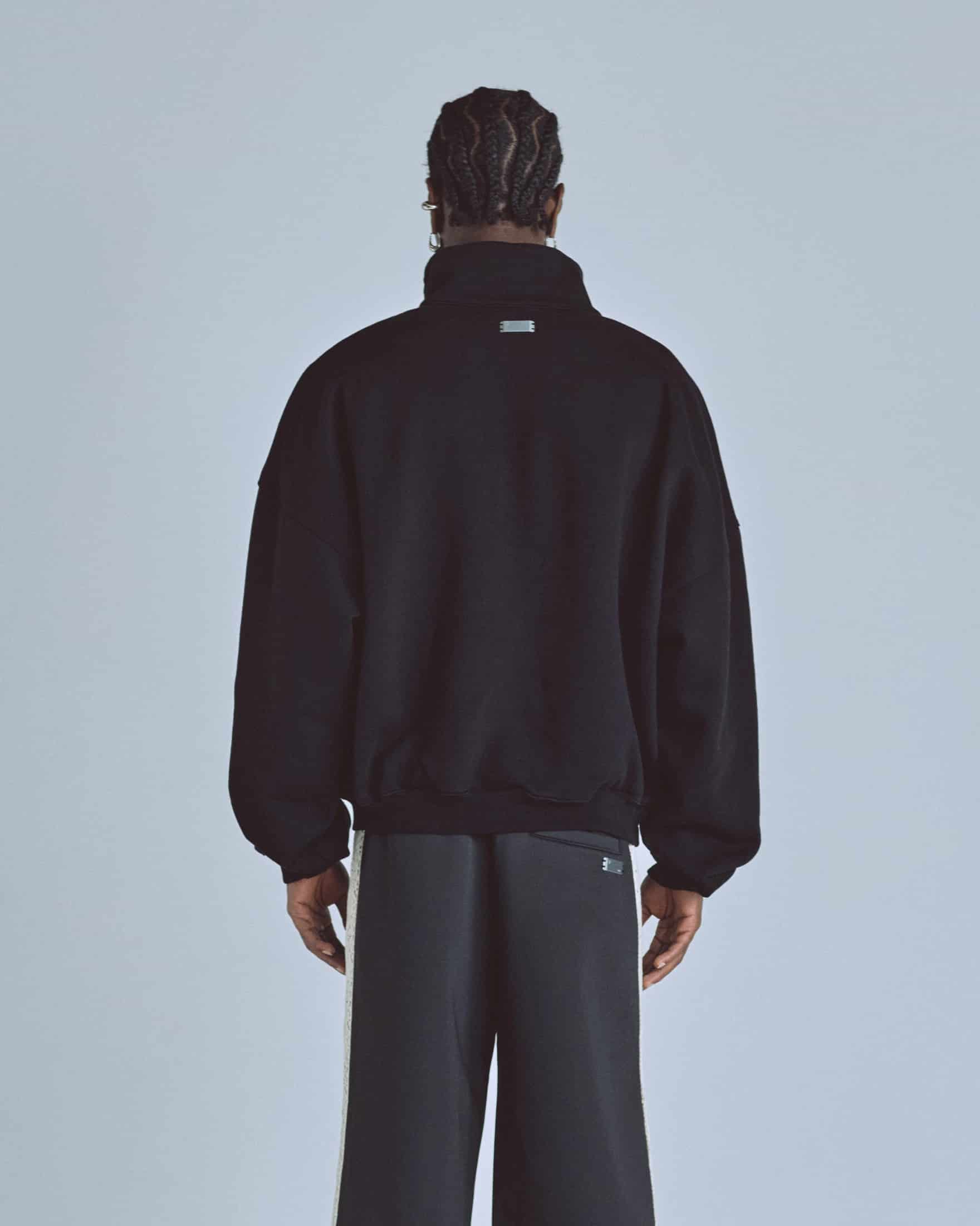 Basics Polo Collar Boxy Fit Hoodie Black - miniatura 7