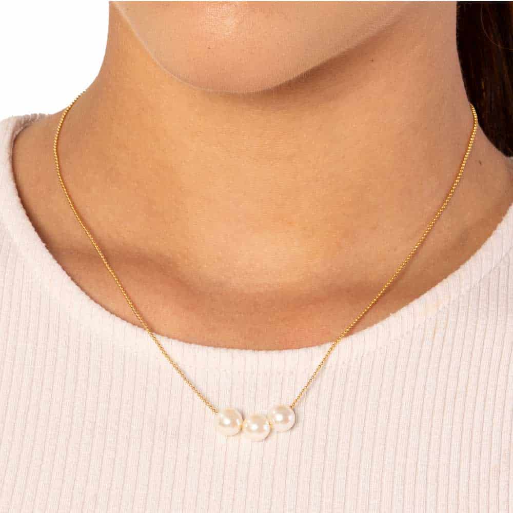 Collar Cadena Tres Perlas - miniatura 2