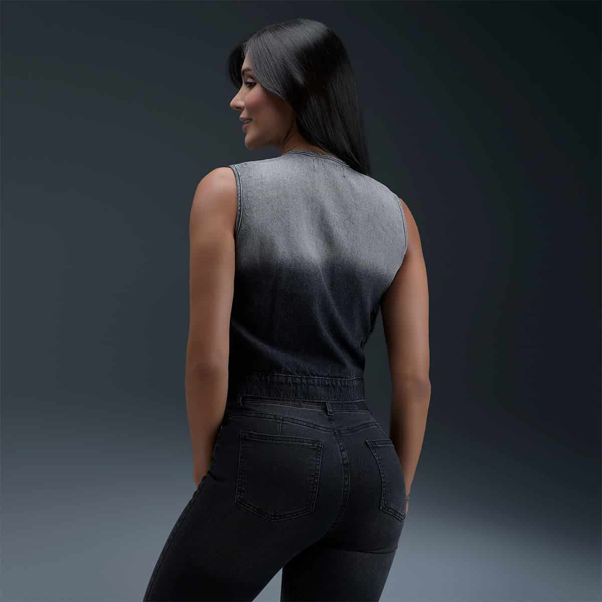 Chaleco Denim Gris Mujer - miniatura 2