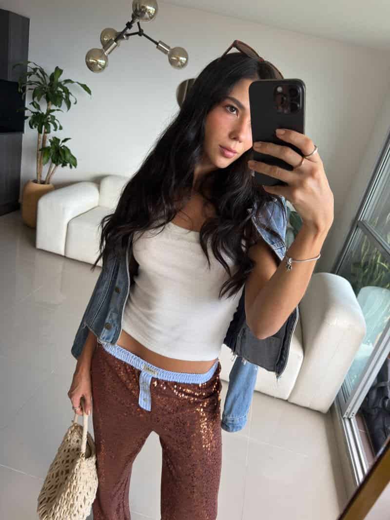 Pantalón lentejuelas Stardust + Tank Top Curvo - miniatura 4