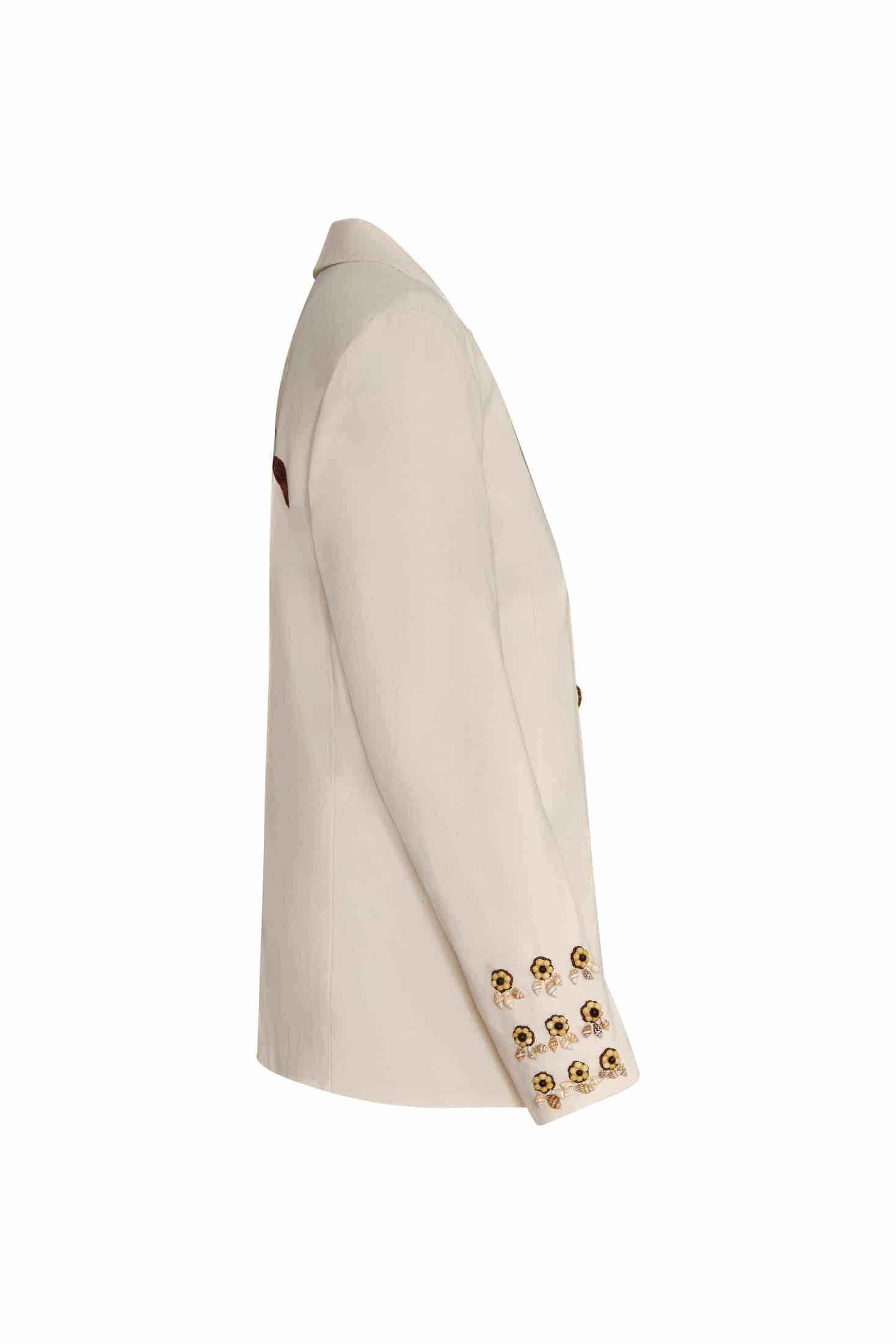Santo Tomas Embroidered Canvas Blazer / Ivory - miniatura 5