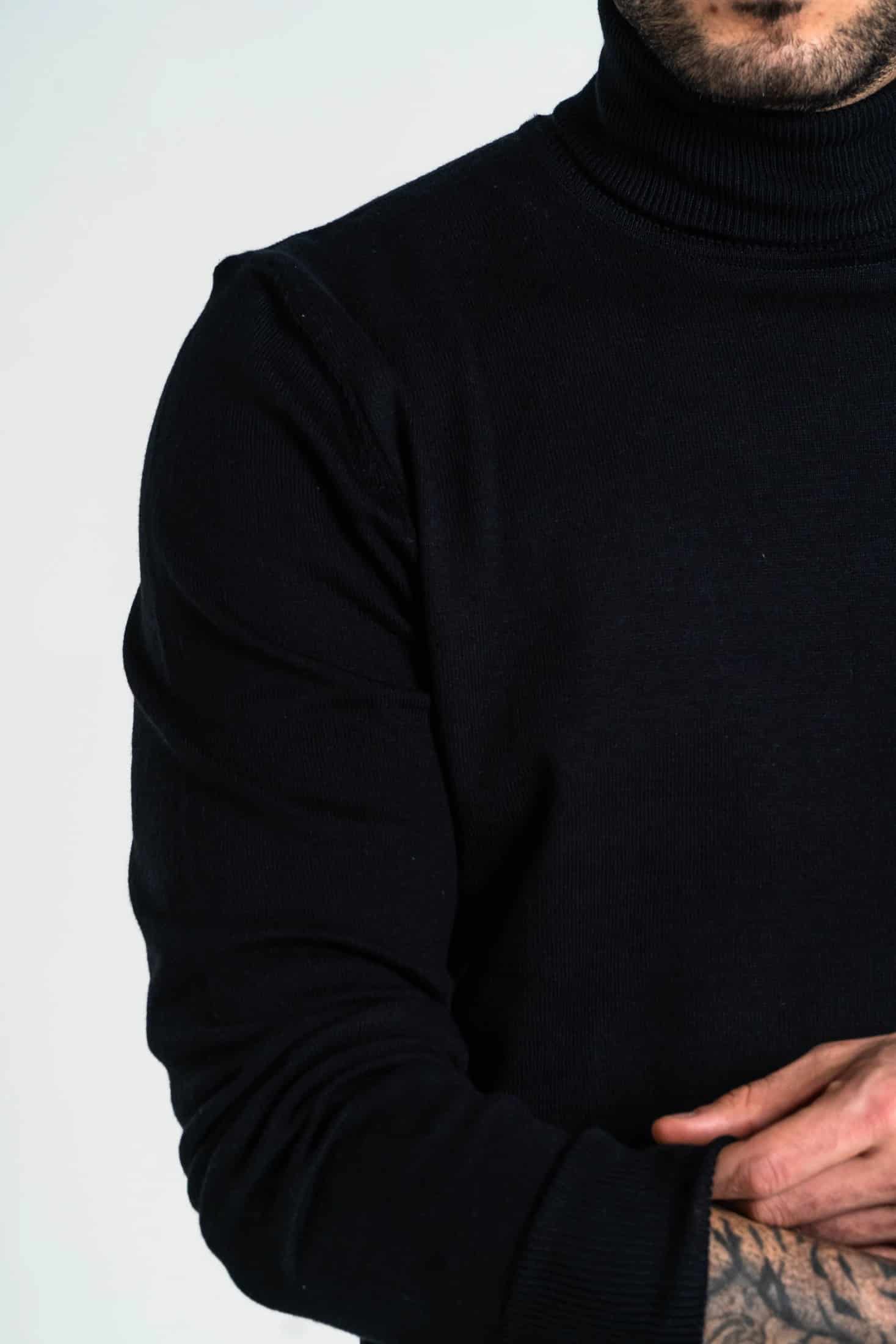Jersey Cuello Alto Algodón Negro - miniatura 3
