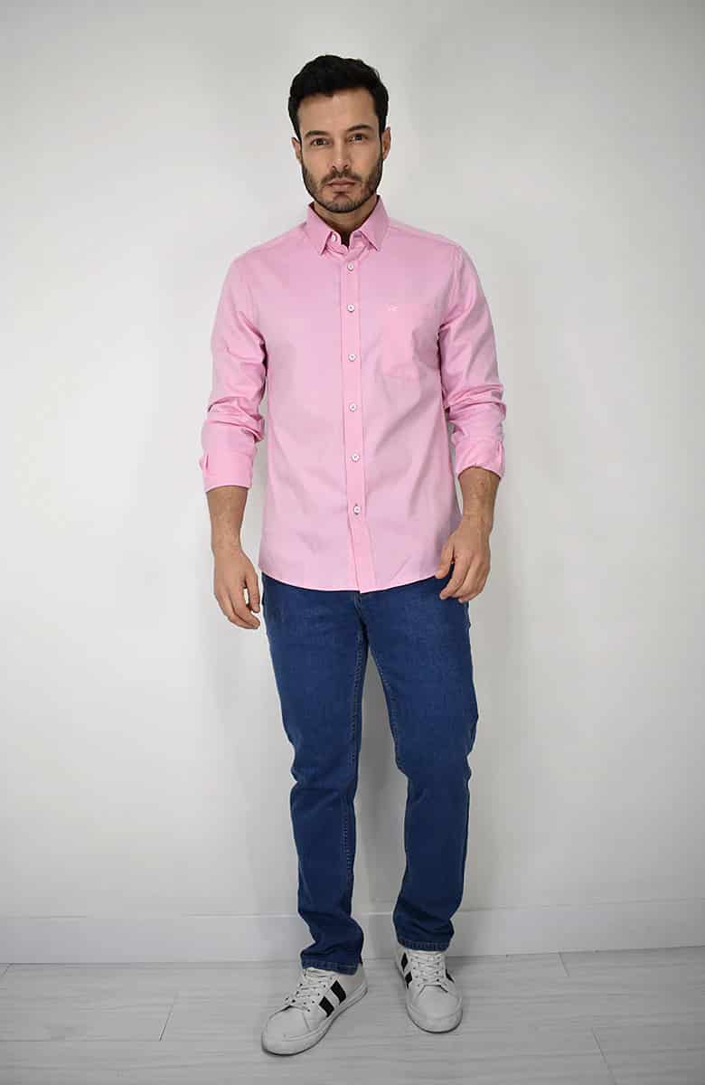 Camisa Manga Larga Rosada para Hombre - miniatura 3