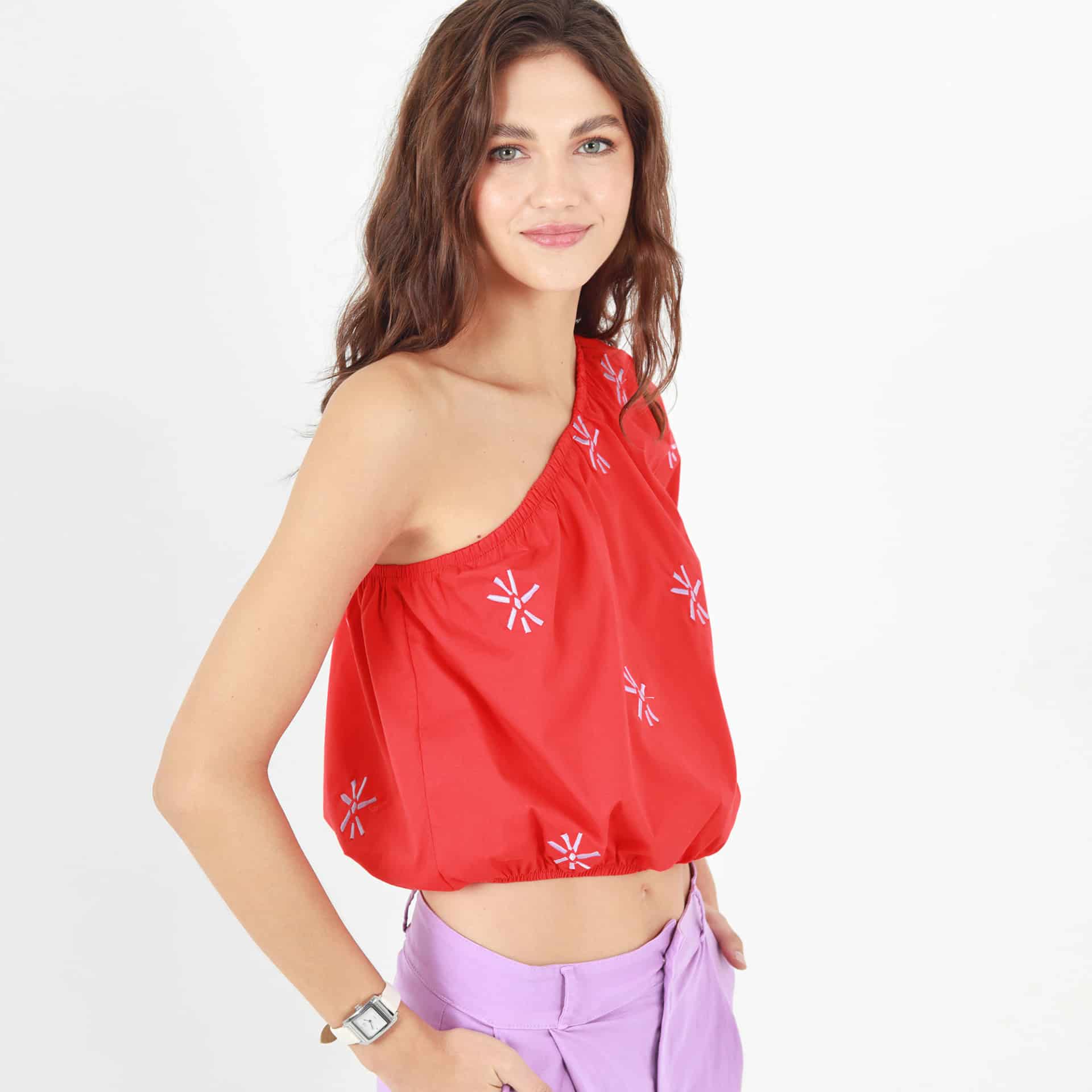 Blusa Cuello Asimetrico Manga Corta - miniatura 6