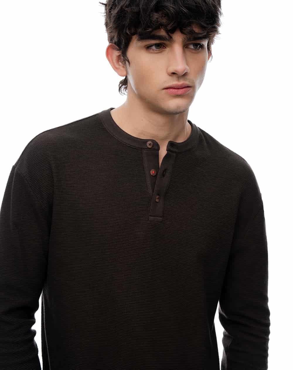 Camibuzo regular algodón negro hombre - miniatura 1