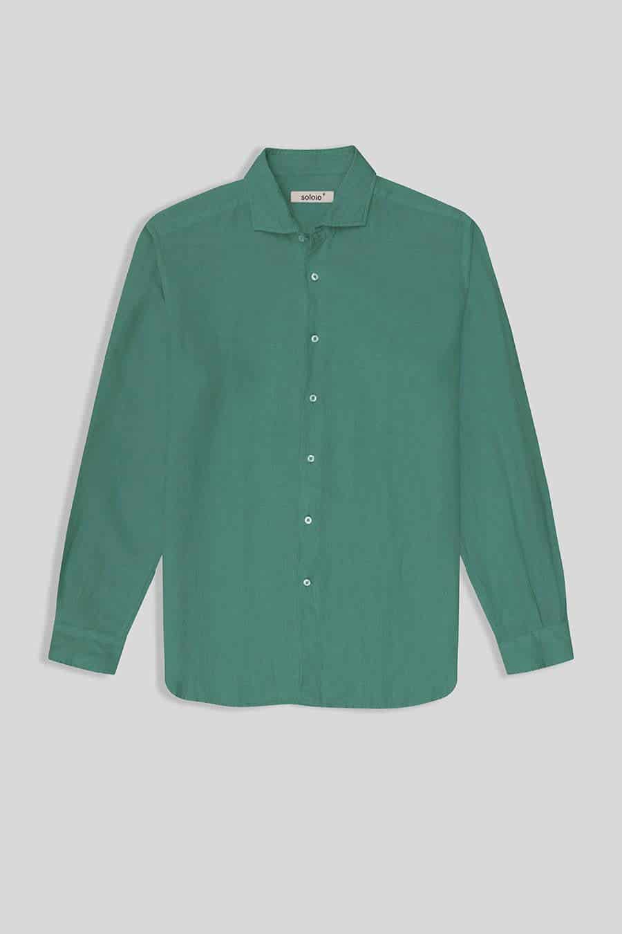men’s linen shirt green persa basic - miniatura 1