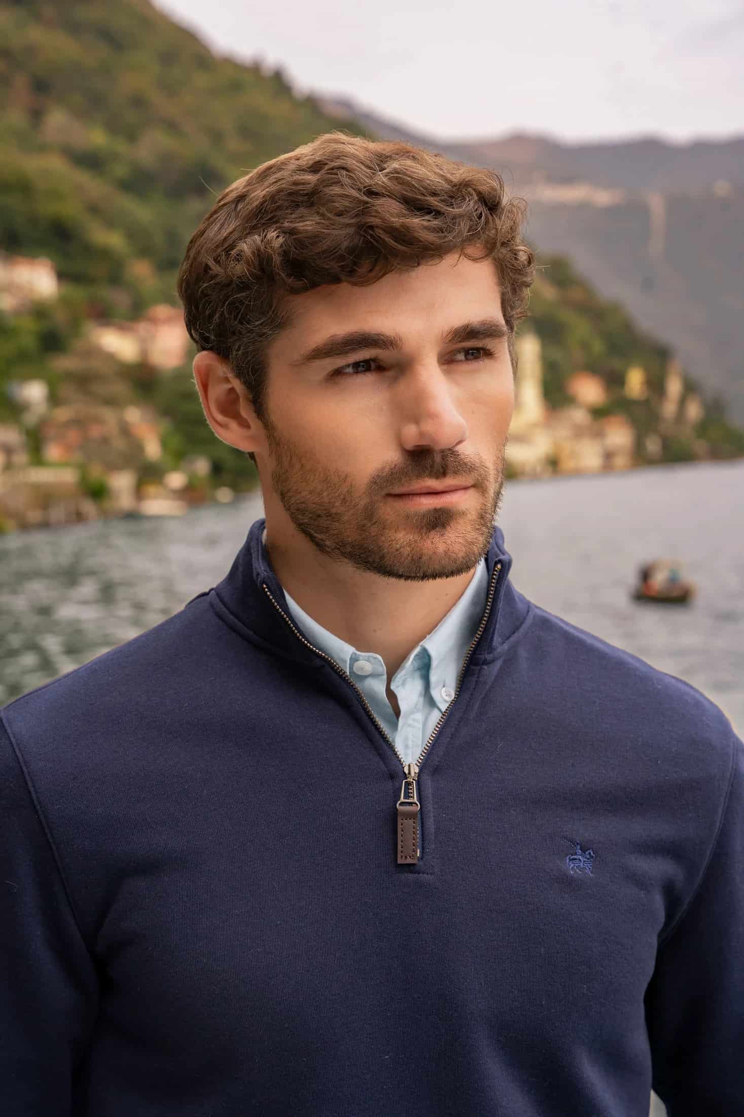 Suéter Halfzip Varenna Hombre Azul Oscuro - miniatura 3