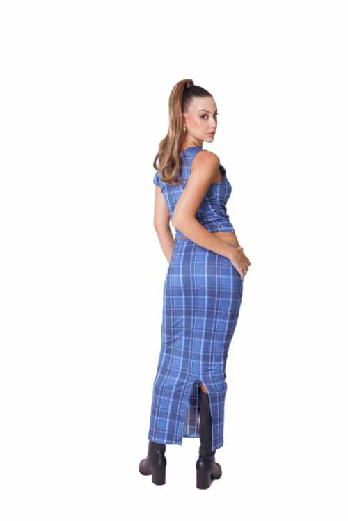 Long Skirt in Blue Tartan - miniatura 5