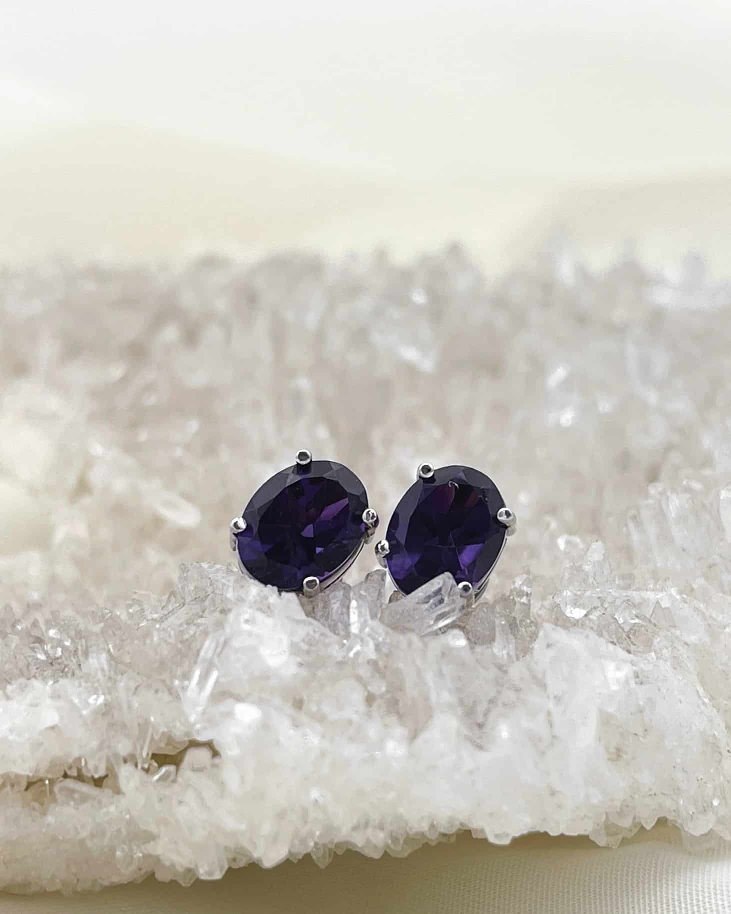 Aretes Amatista Oro Blanco 18k - miniatura 1