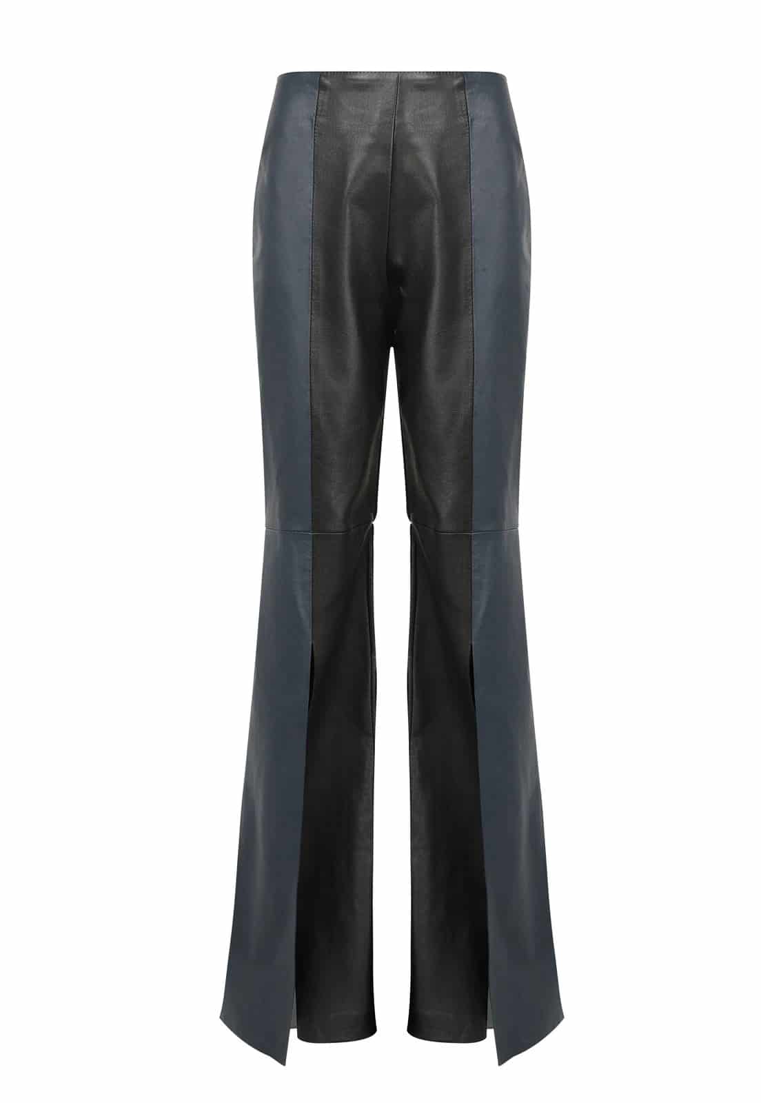 TWO-TONE LEATHER OPEN BOOT TROUSERS - miniatura 1