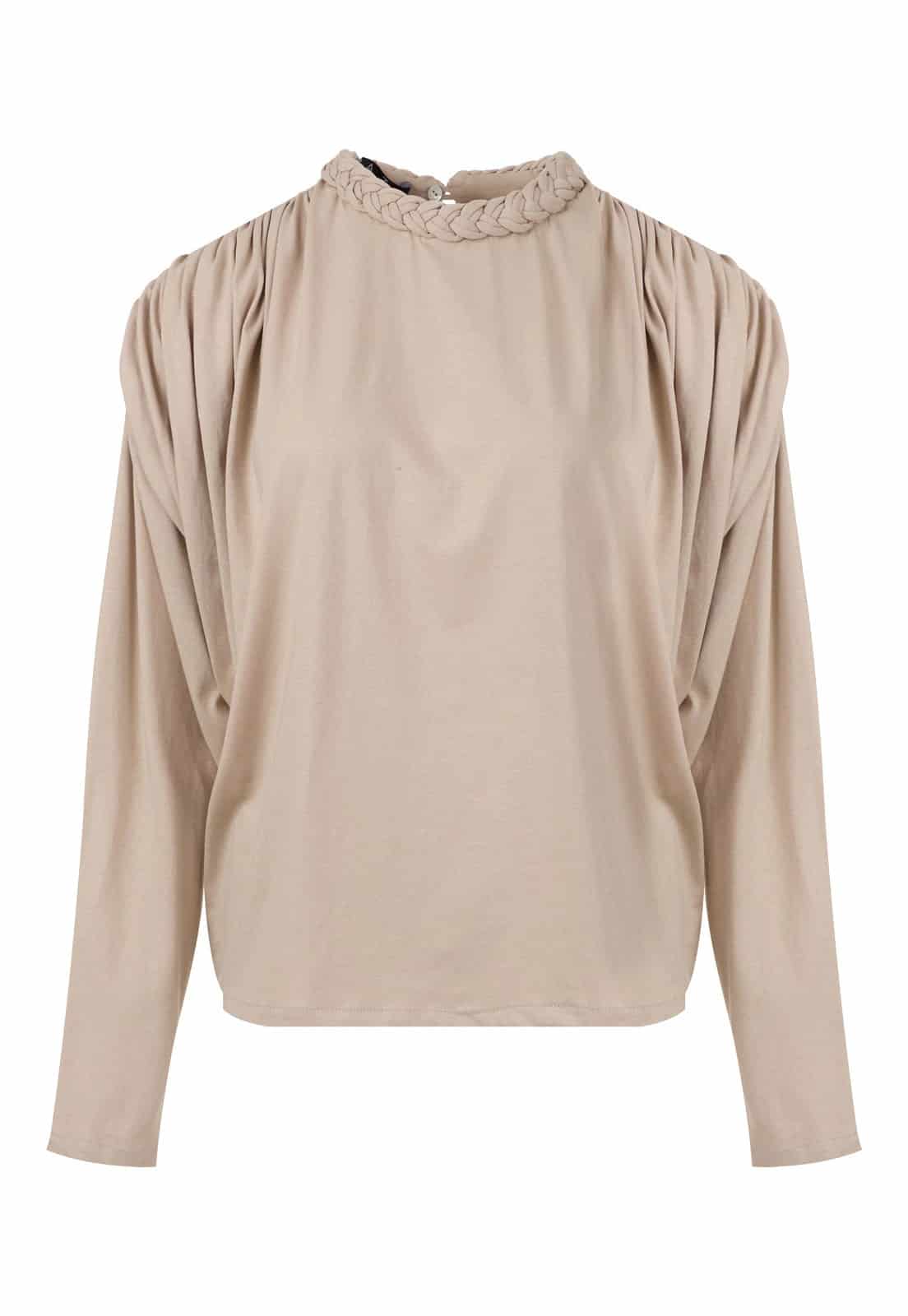 BRAIDED NECKLINE T-SHIRT - miniatura 3