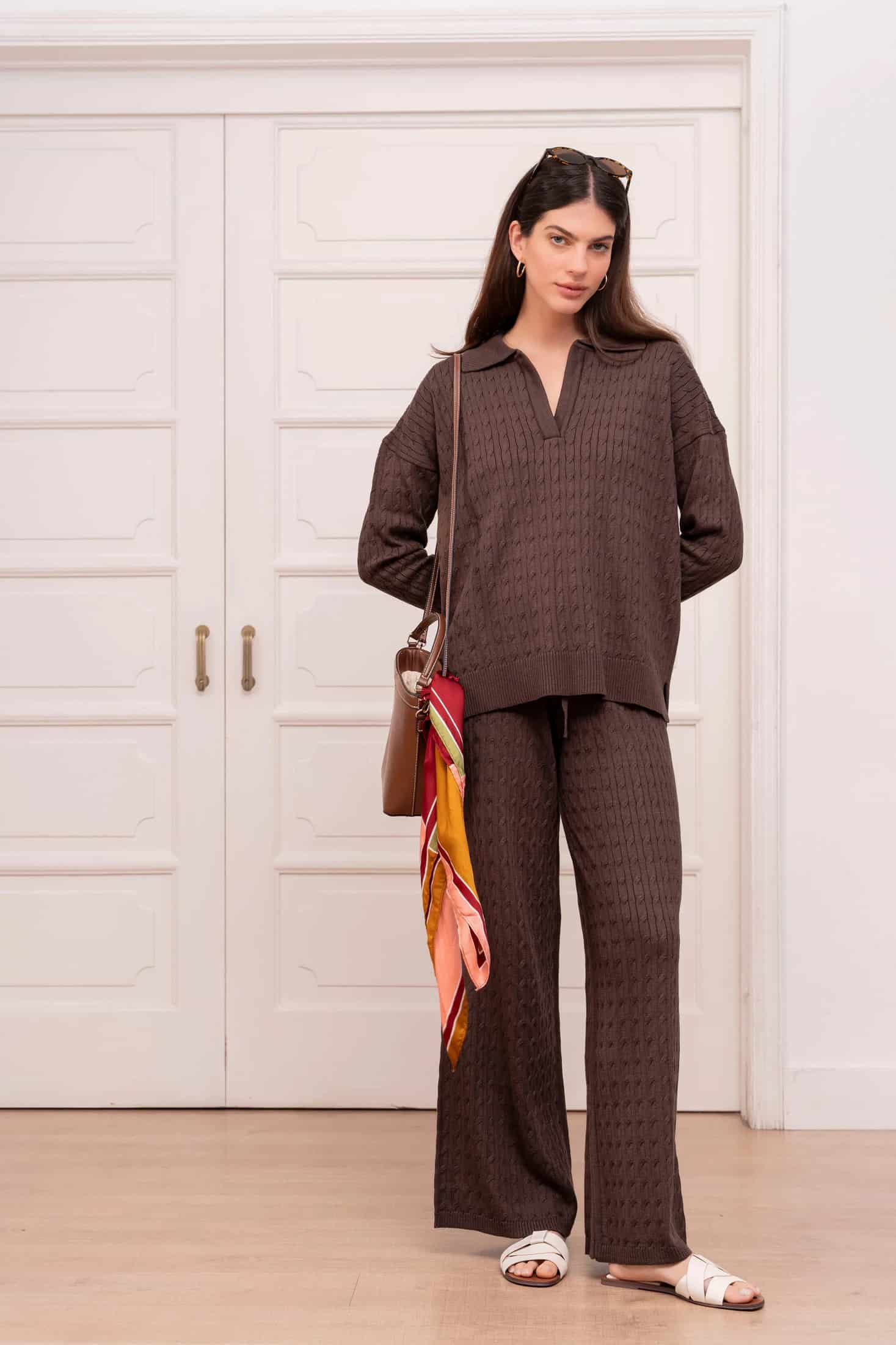 Outfit Set Trenzado Café Mujer - miniatura 2