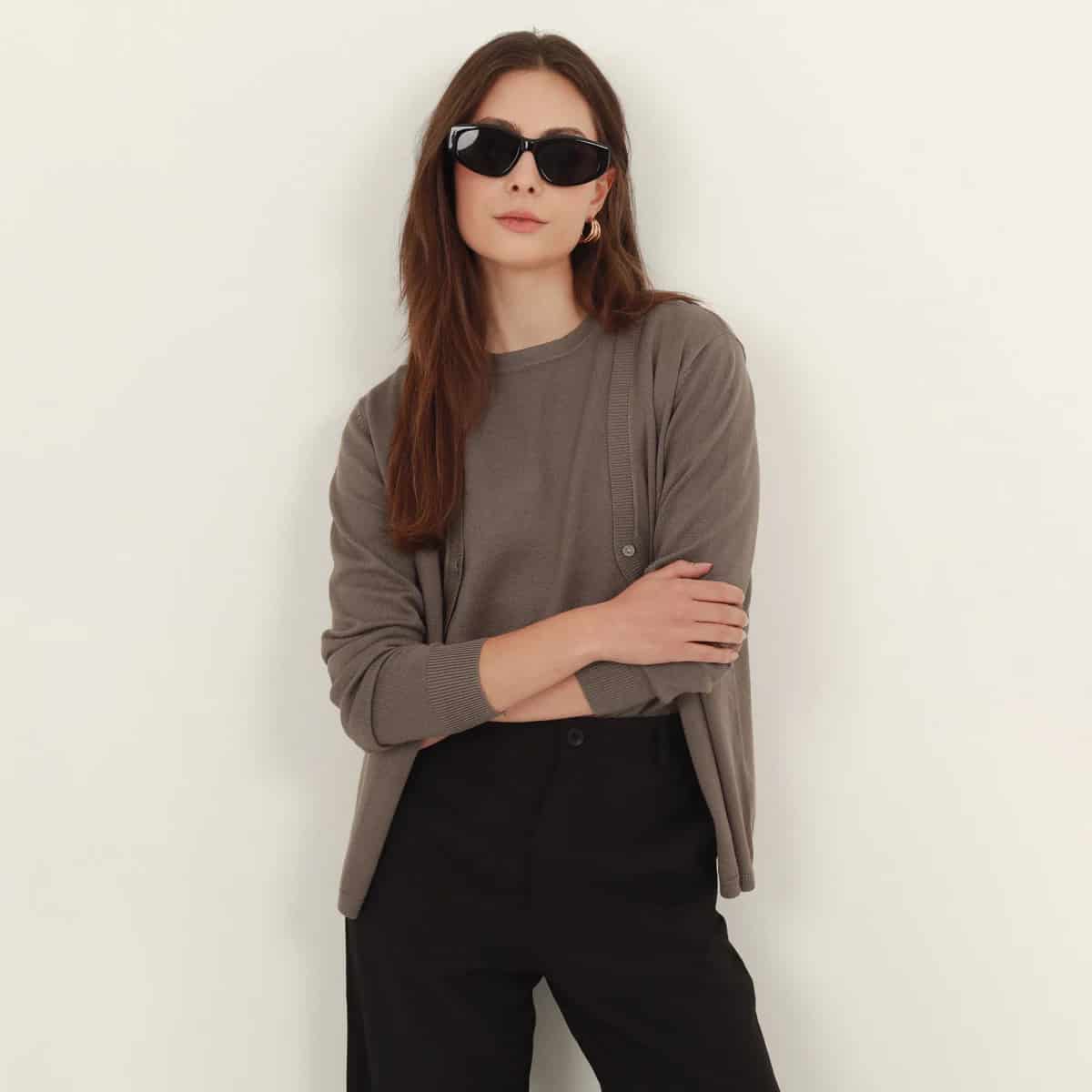 Sweater cardigan con botones manga larga - miniatura 4