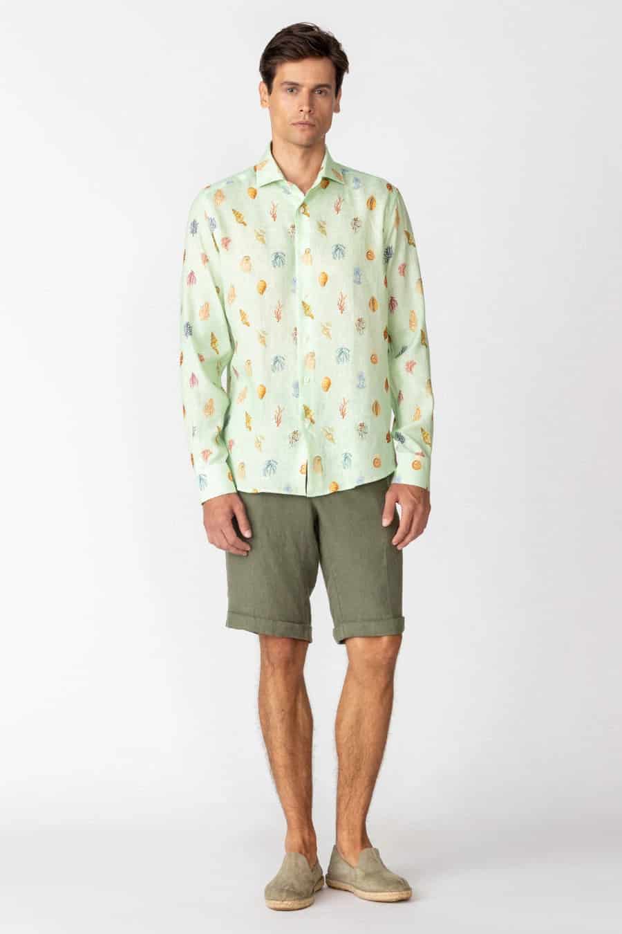 Men's linen shirt sky blue albatros - miniatura 1