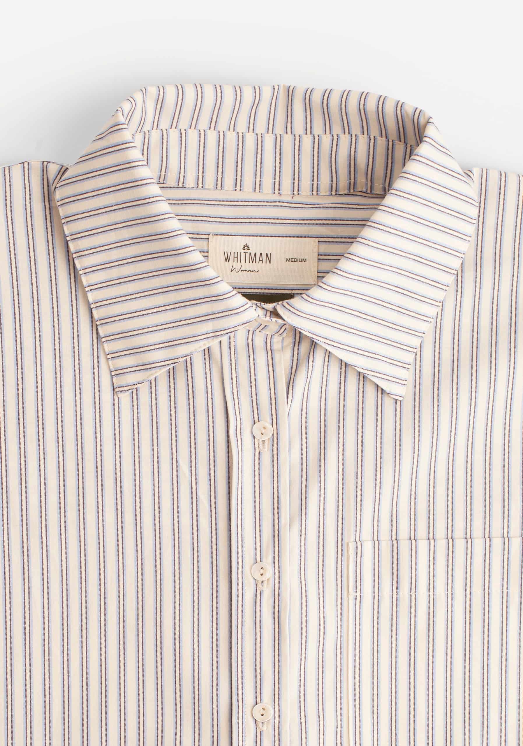 Camisa Antonella Rayas Marfil - Azul - miniatura 5