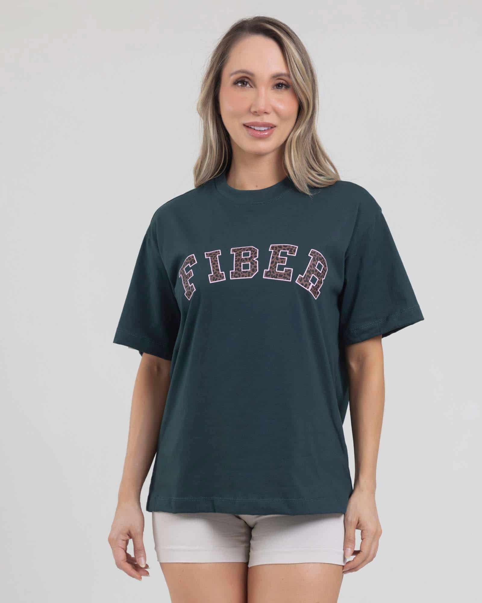 Camiseta oversize tropi vibes verde esmeralda FIBER - miniatura 1