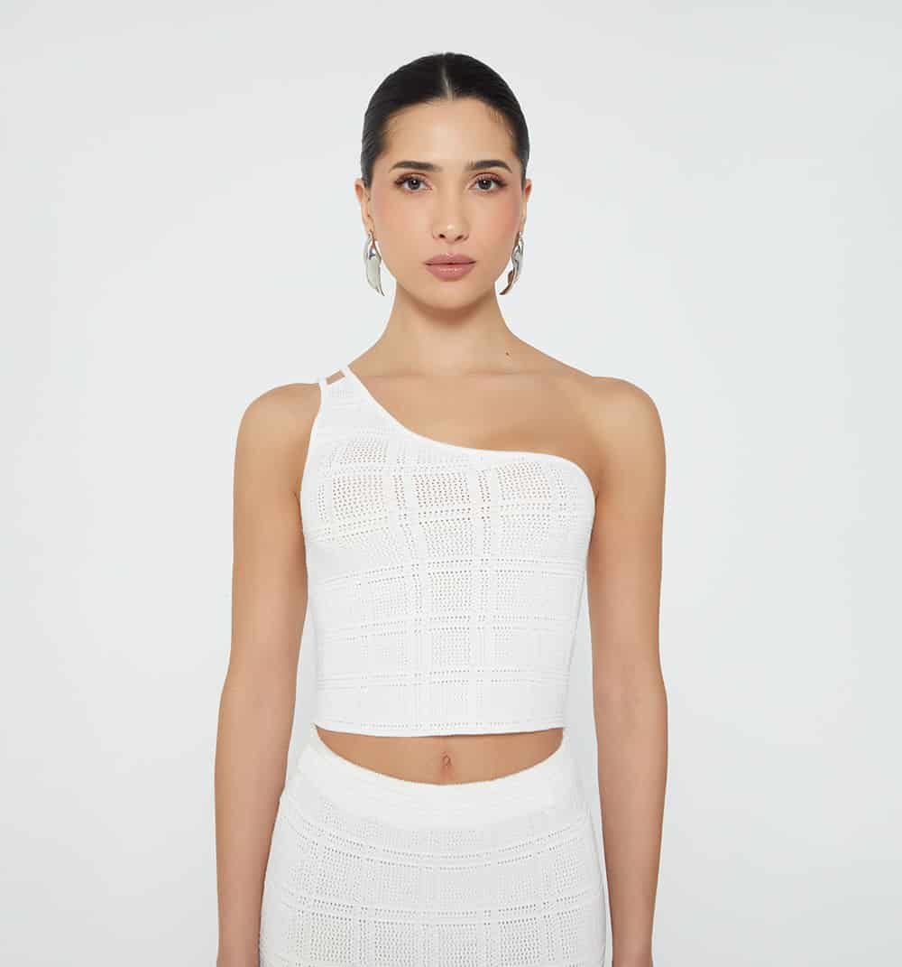 Blusa tejida para mujer un solo hombro - miniatura 3