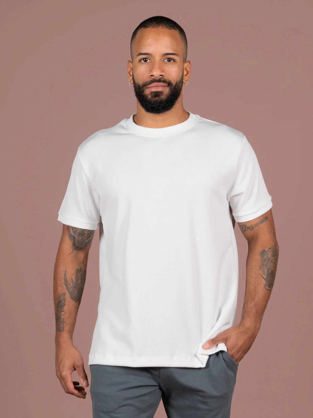 Camiseta hombre atenas slim ivory - miniatura 1