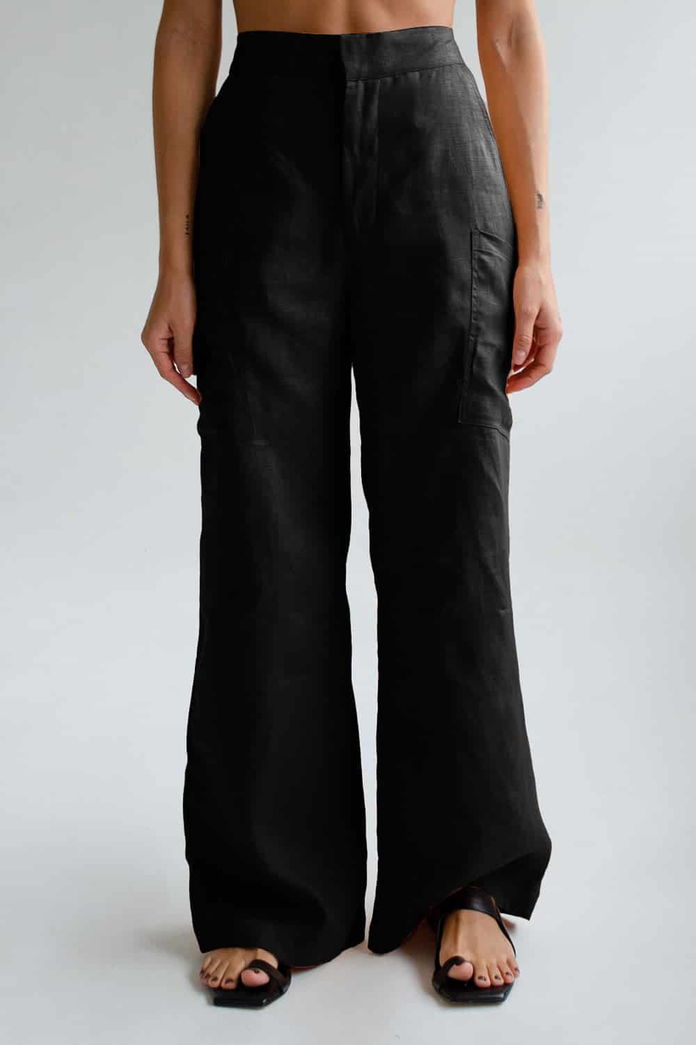 Pantalón Carpenter de Lino - Negro - miniatura 1