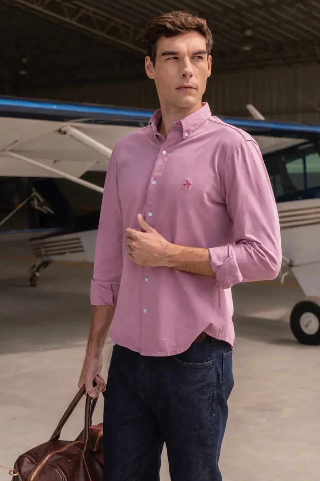 Camisa Micro Pique Hombre Palo Rosa - miniatura 1