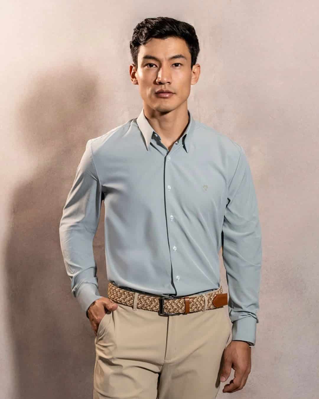 Camisa Performance Antiarrugas Verde Sage - miniatura 3