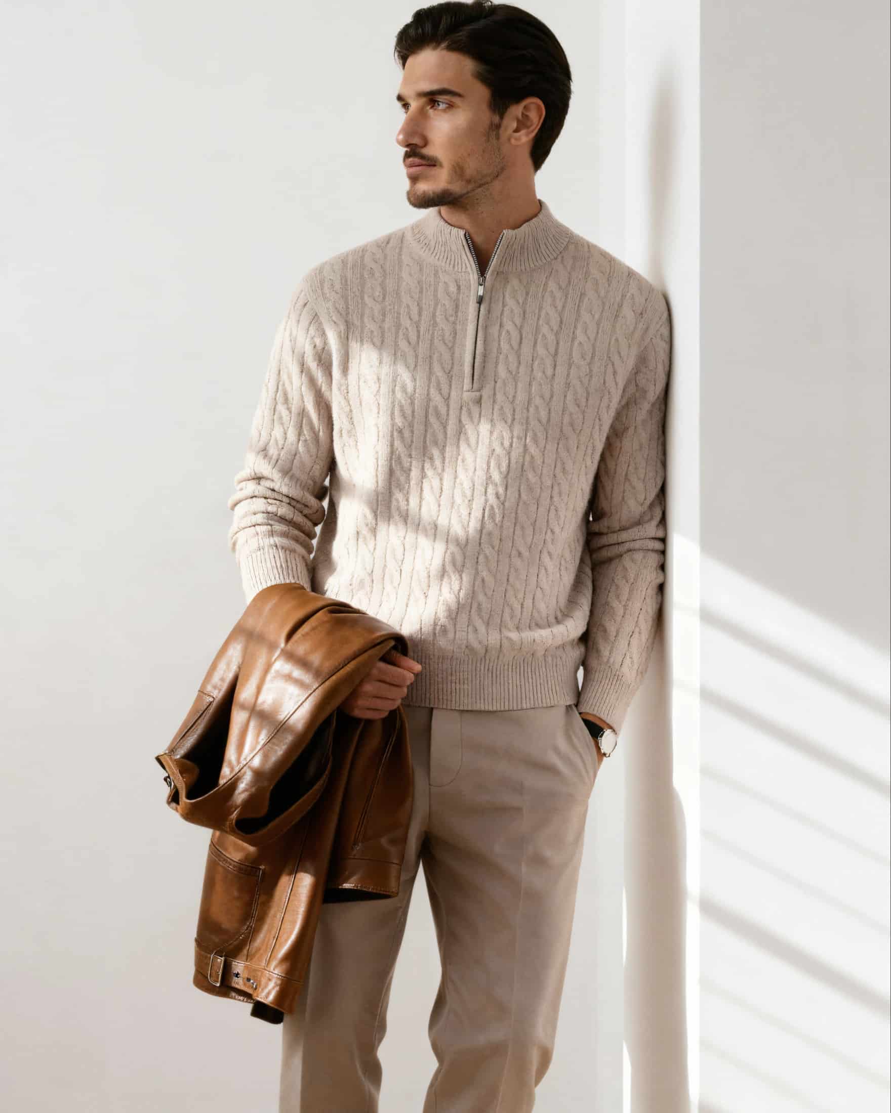 100% Cashmere Woven Half Zip - miniatura 1