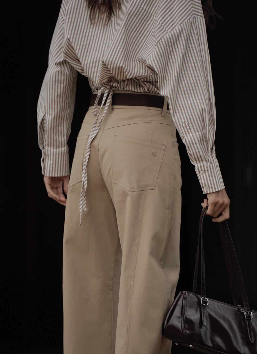 Pantalón Barrel de algodón | Khaki - miniatura 5