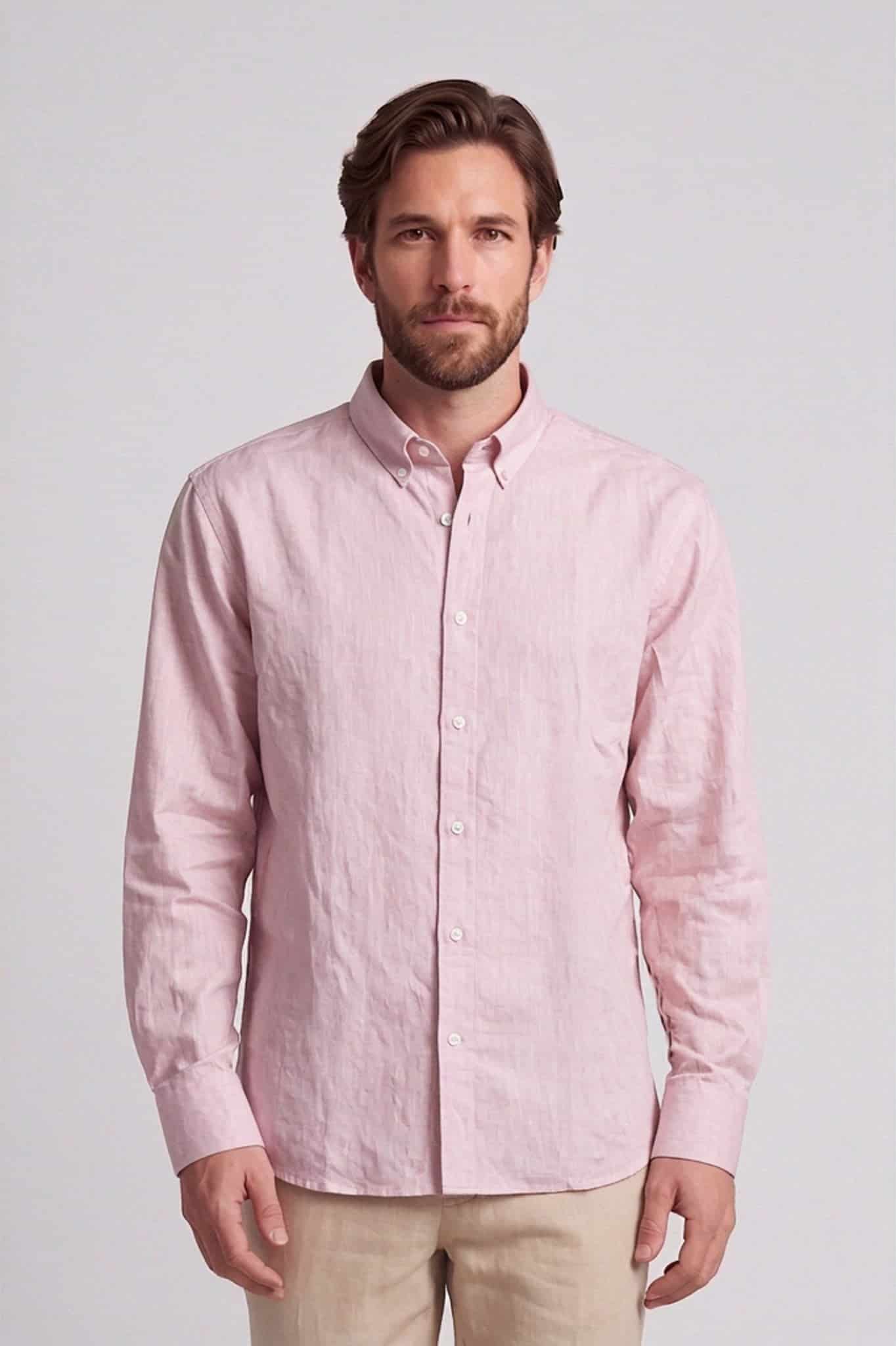 Camisa manga larga lino y algodón para hombre Jon Sonen 010226001 - miniatura 1