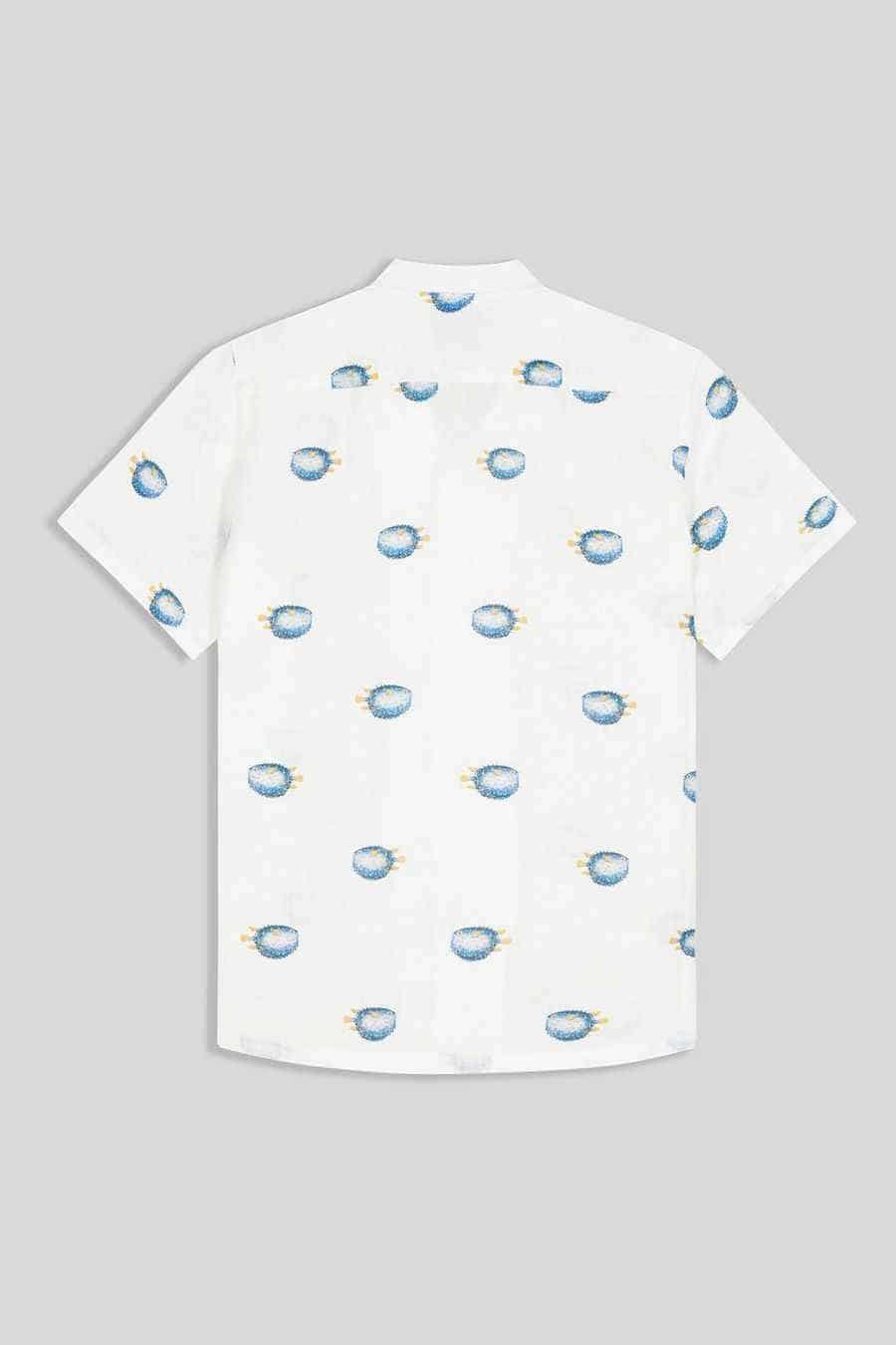 Men's linen shirt with separate pufferfish blue - miniatura 2