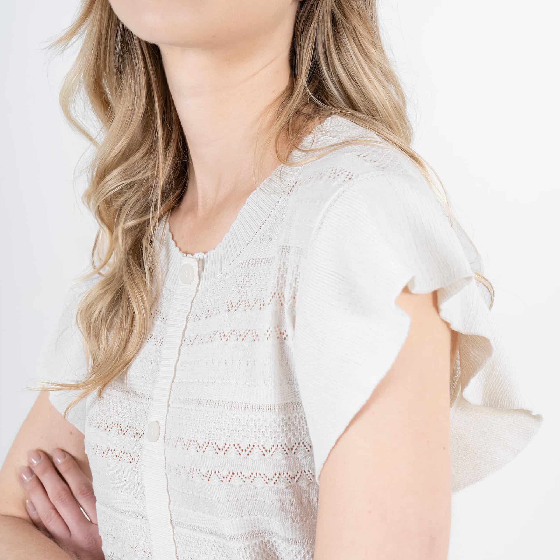 Sweater cuello redondo manga corta bolero con botones - miniatura 5