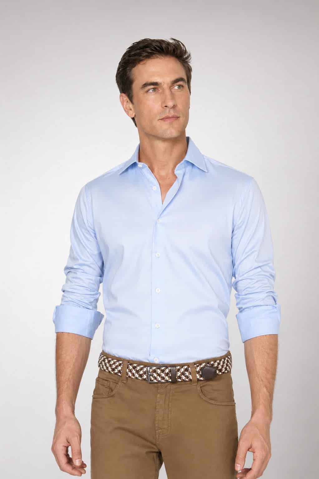 Camisa Classic Algodón Pima Azul Claro - miniatura 1