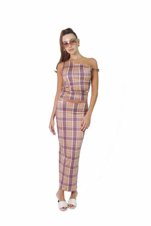 Long Skirt in Purple Tartan - miniatura 3