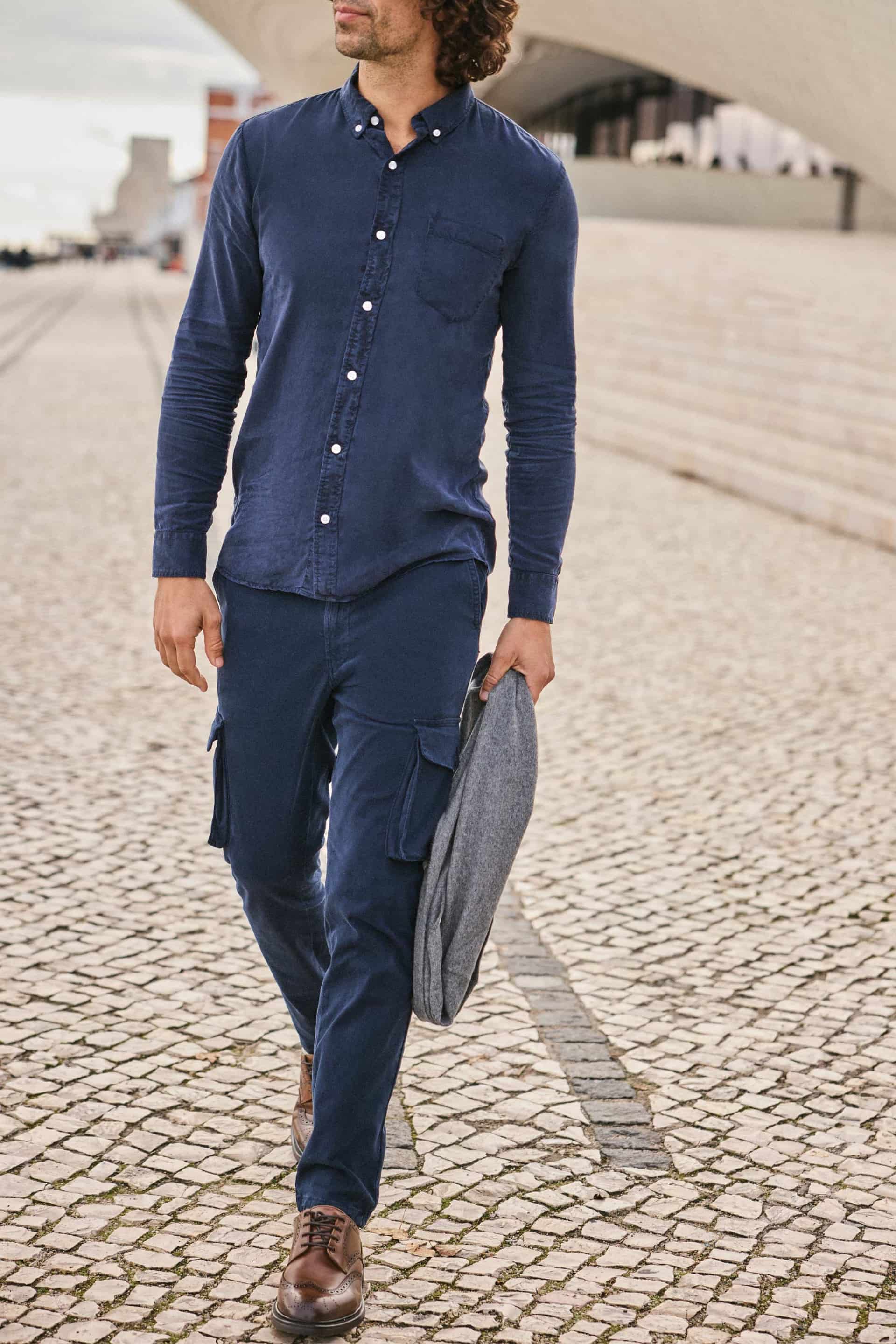 CAMISA LYOCELL DARK BLUE - miniatura 2