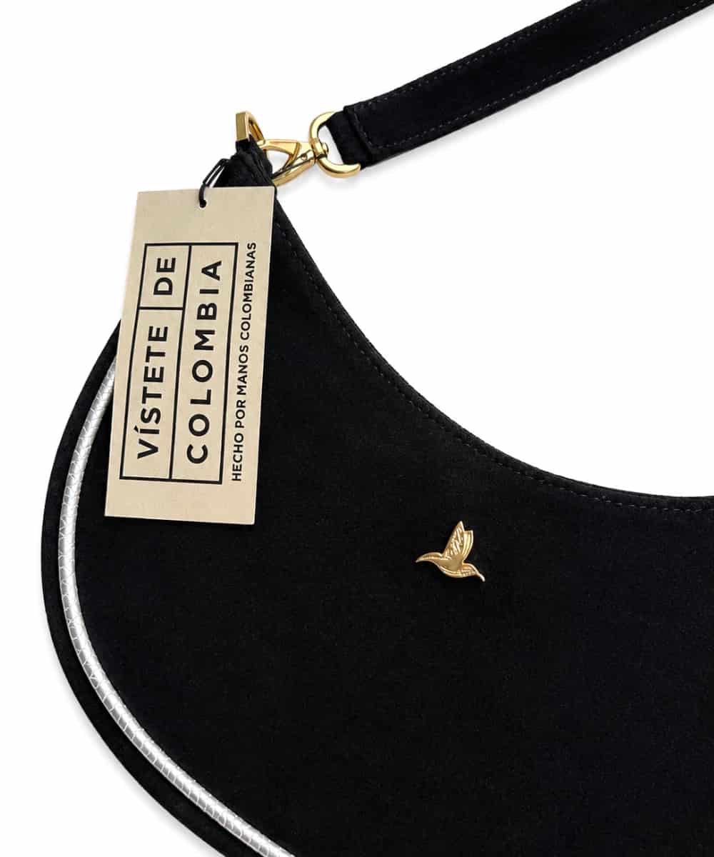 Bolso Hobo Negro Eclipse en Cuero Ante - miniatura 2
