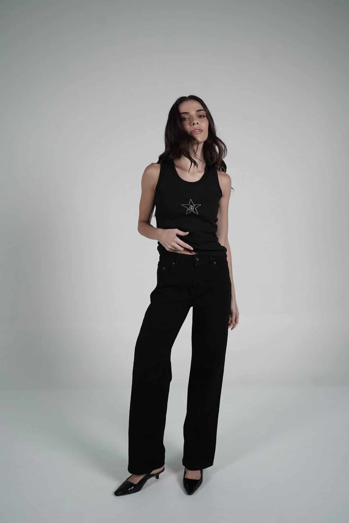 Double Star Black Jeans (Embroidered) - miniatura 2