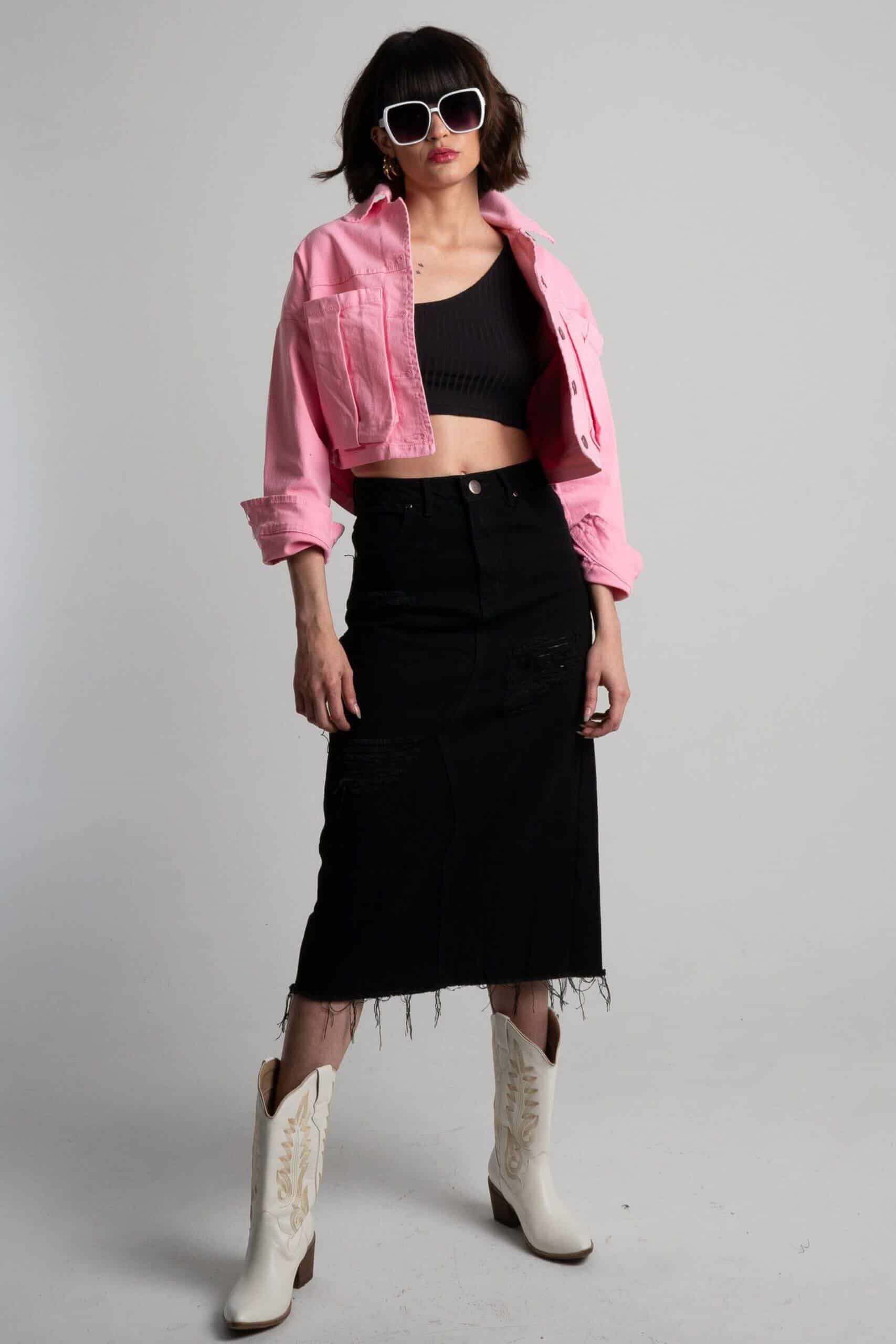Chaqueta Cortés Denim Rosada - miniatura 3