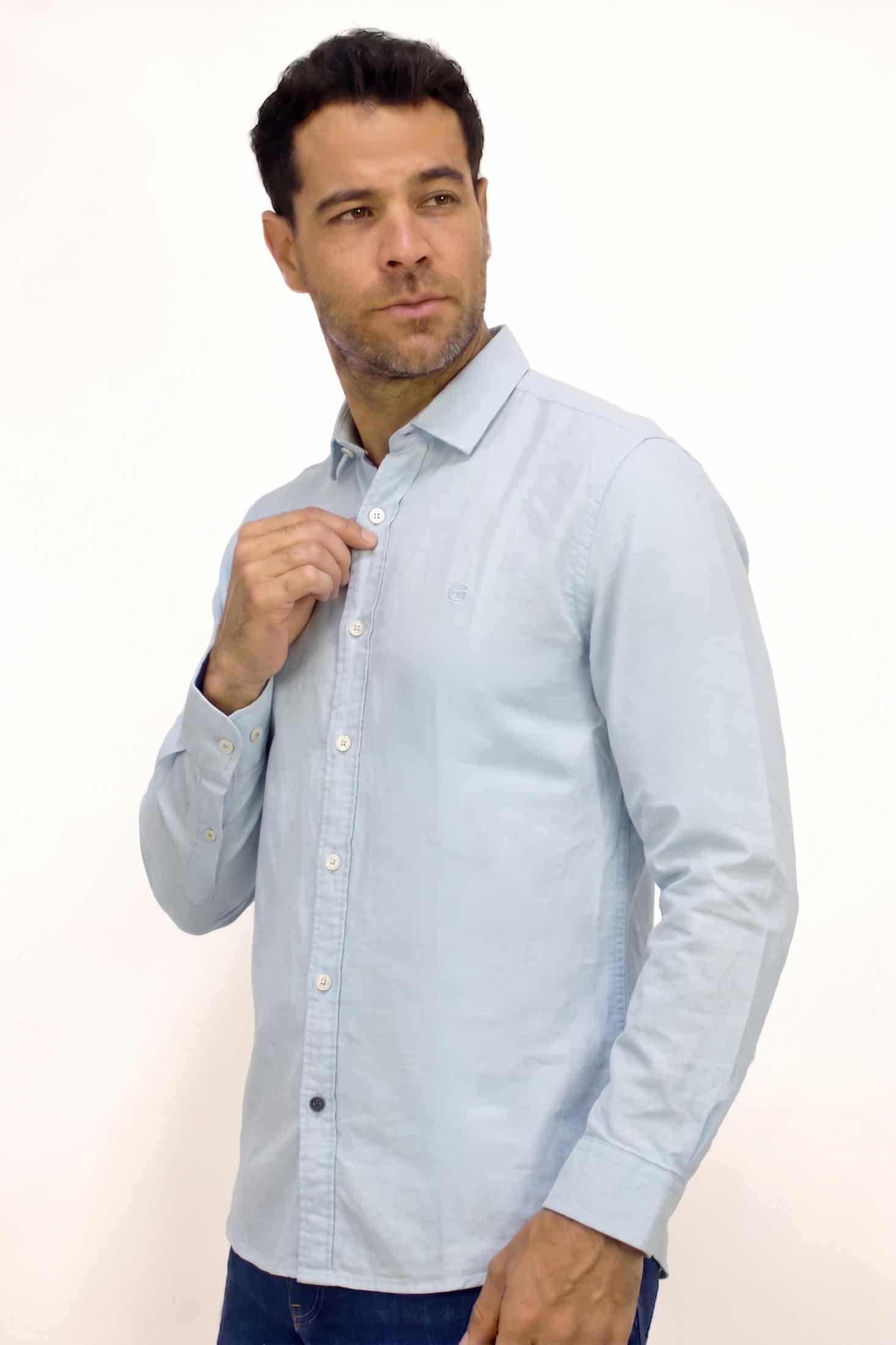 CAMISA MANGA LARGA AZUL OXFORD PARA HOMBRE - miniatura 1