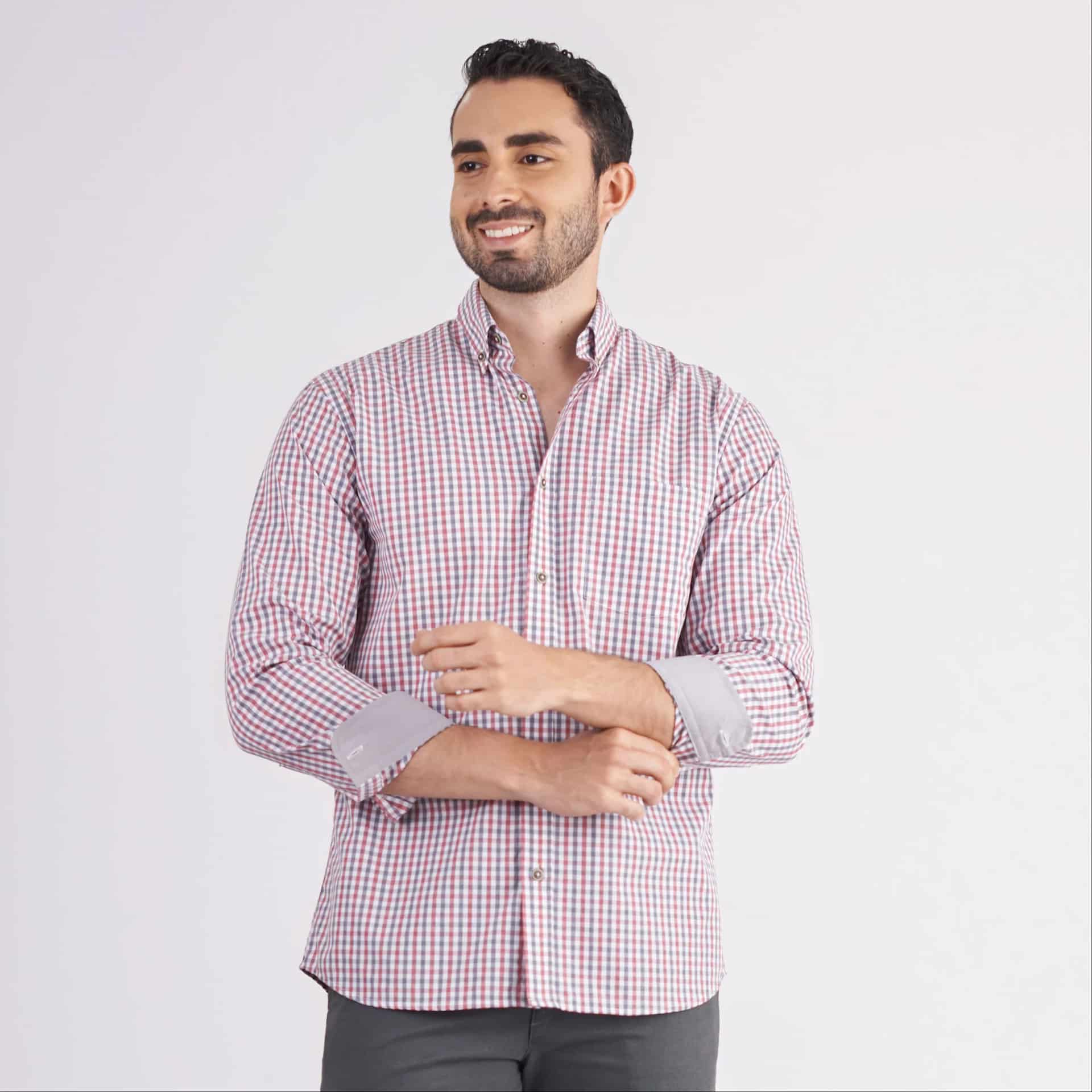 Camisa regular fit a cuadros gris medio - miniatura 5