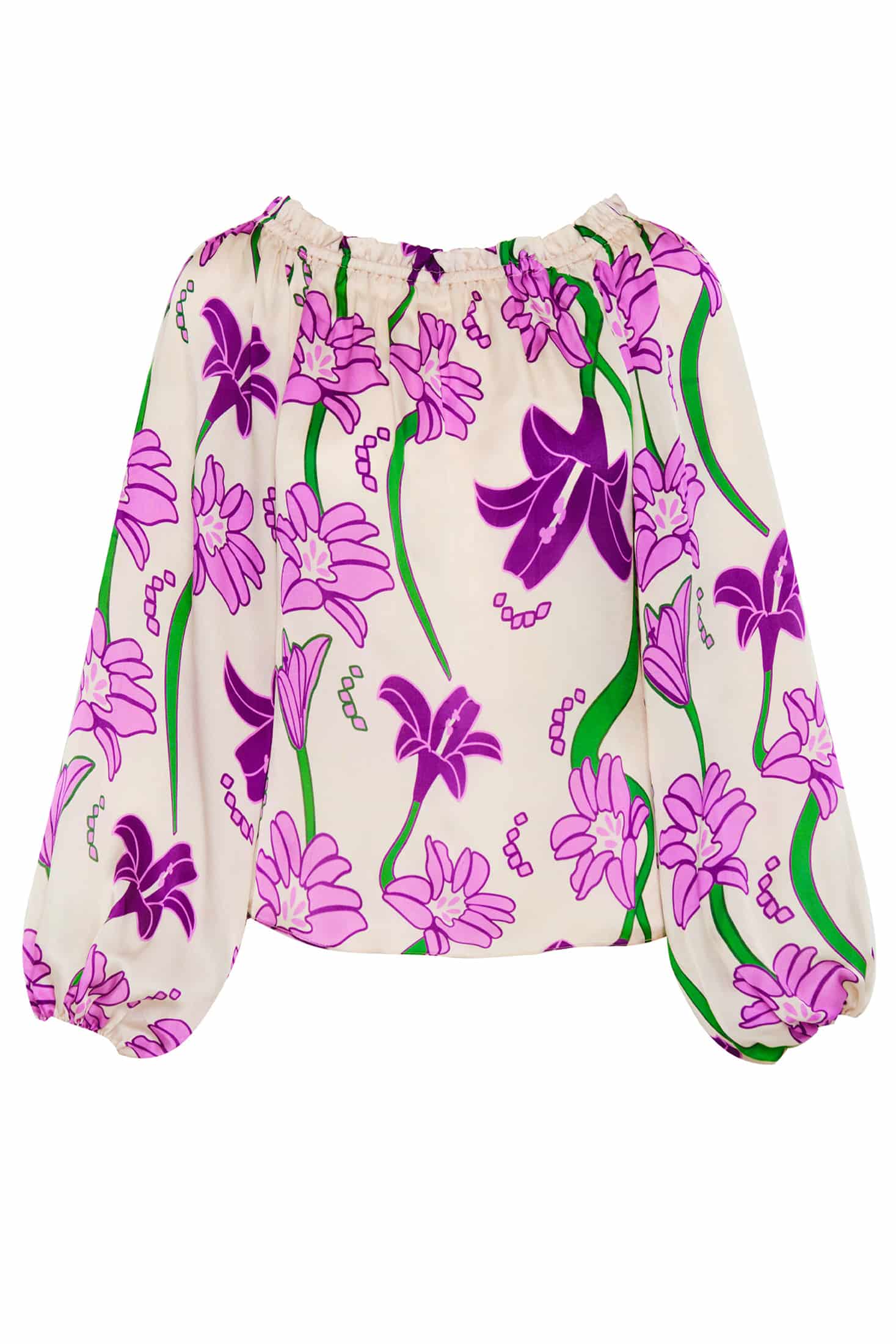 Astrid Silk Blouse / Violet Flowers - miniatura 1