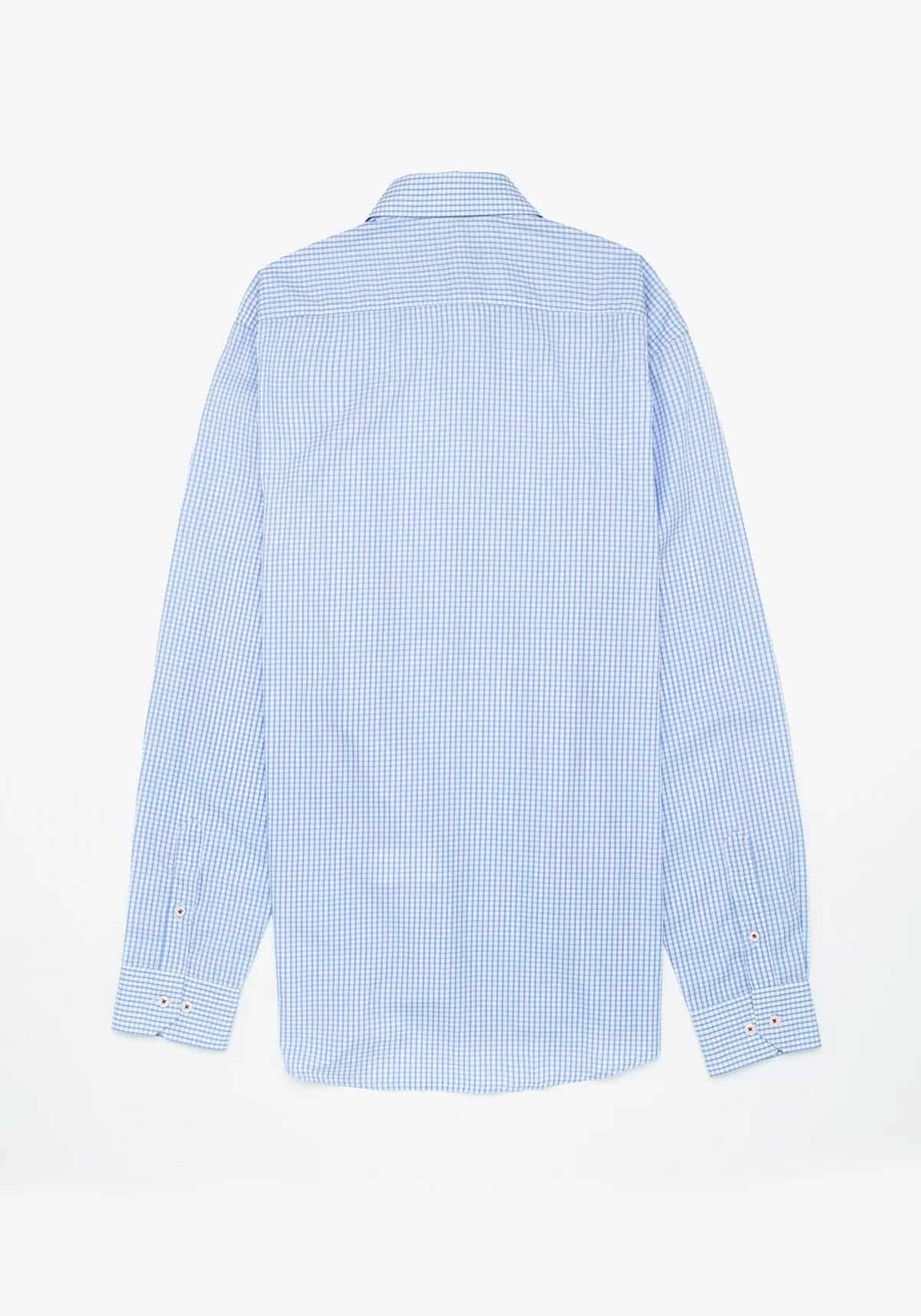Camisa Popelín Cuadro Ventana Algodón Azul Claro - miniatura 4