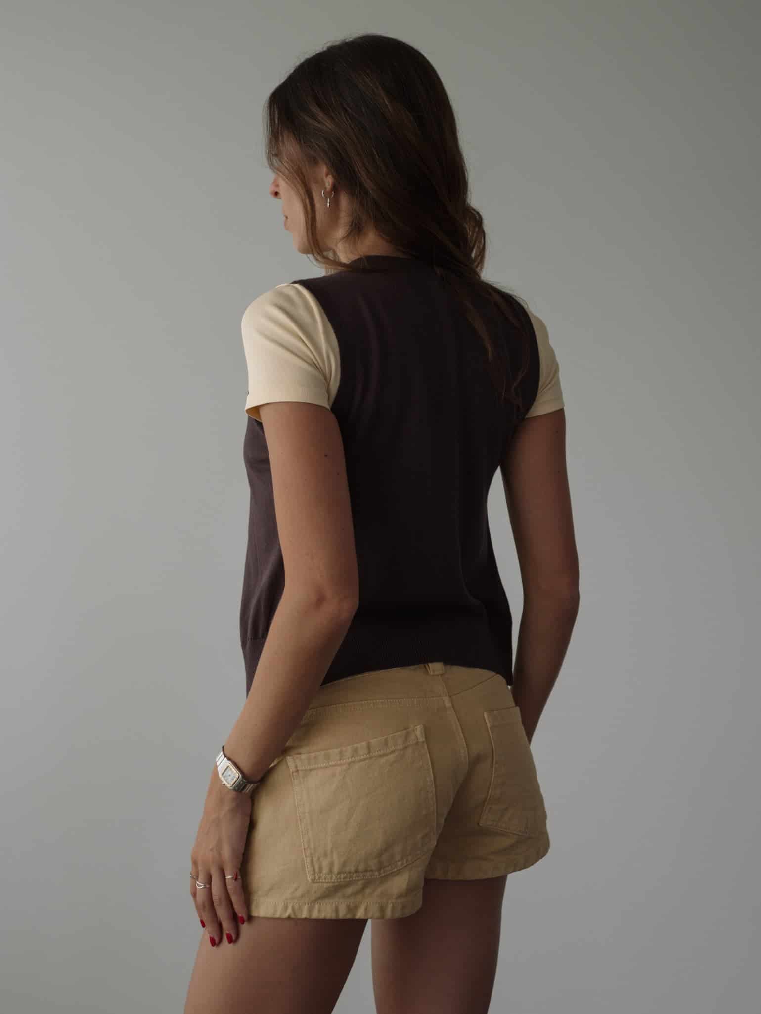 CLASSIC BUTTON KNIT VEST - BROWN - miniatura 12