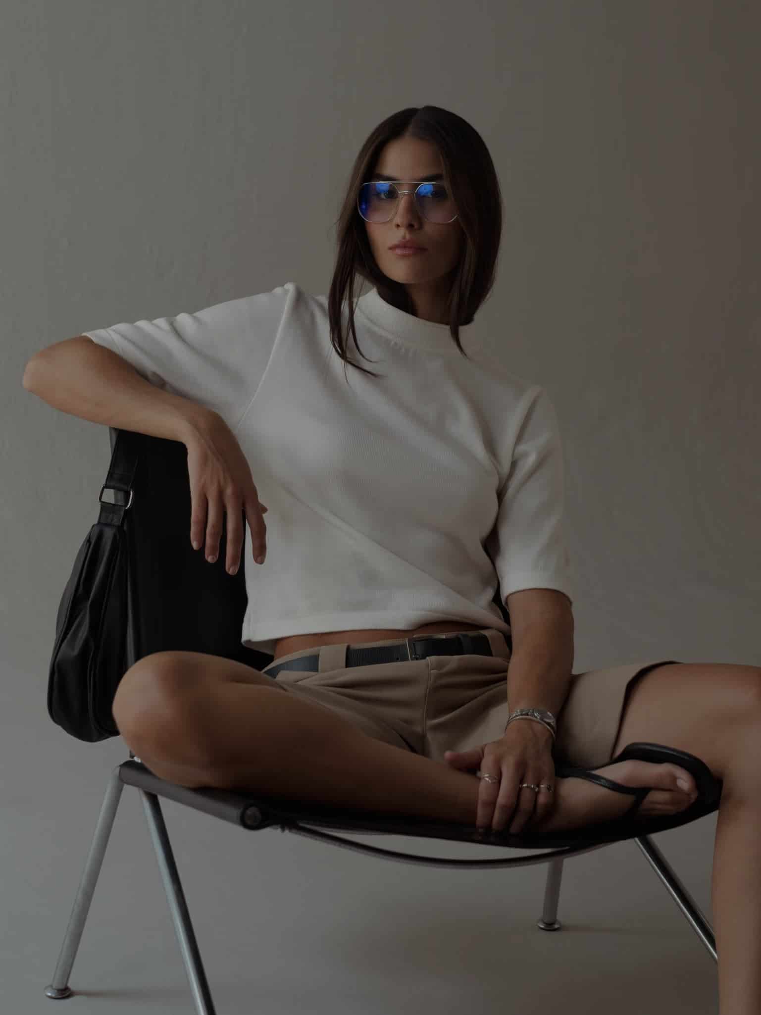 TALL COLLAR KNIT T-SHIRT - VANILLA - miniatura 11