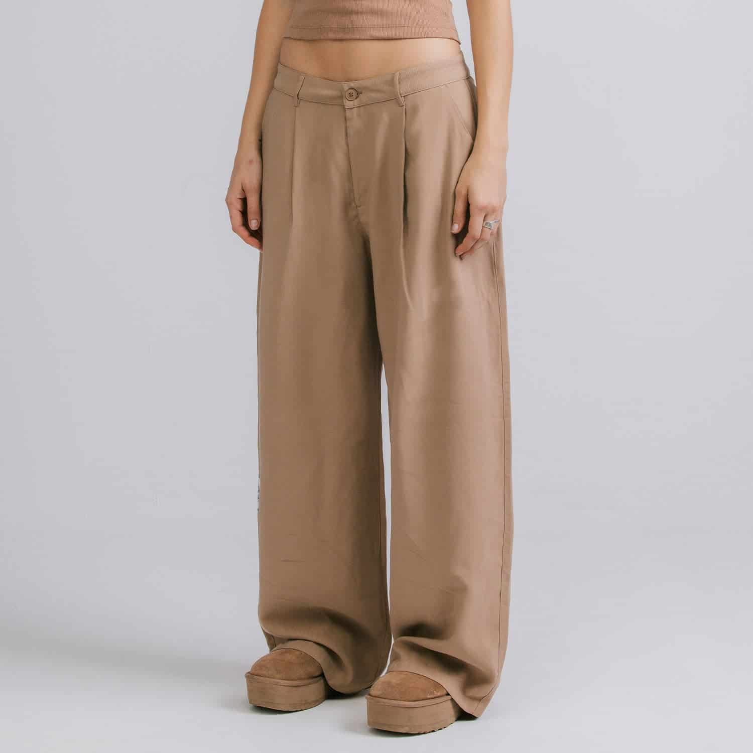 Wide Leg Trousers - Khaki - miniatura 5