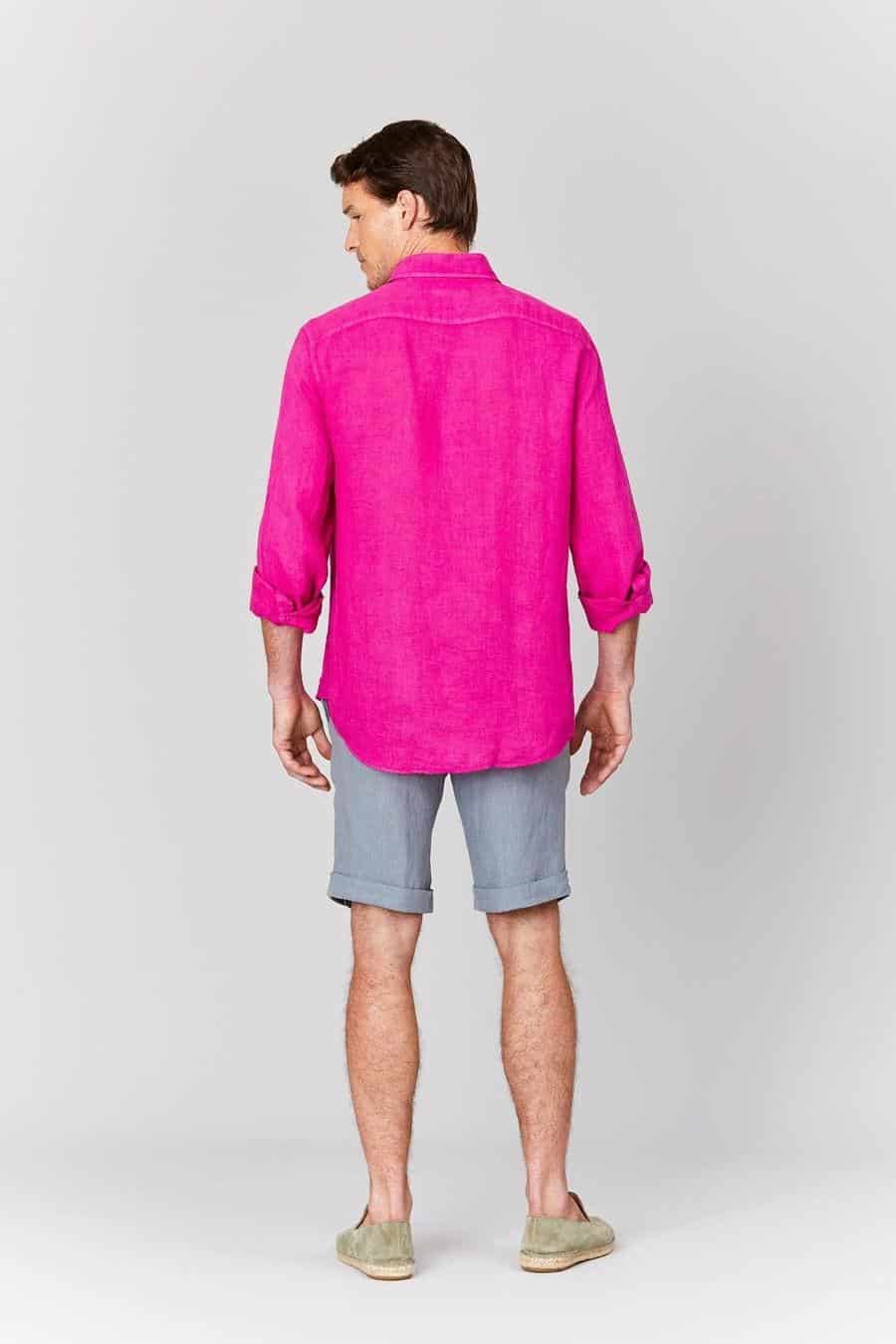 Men's linen bermuda smoke - miniatura 4