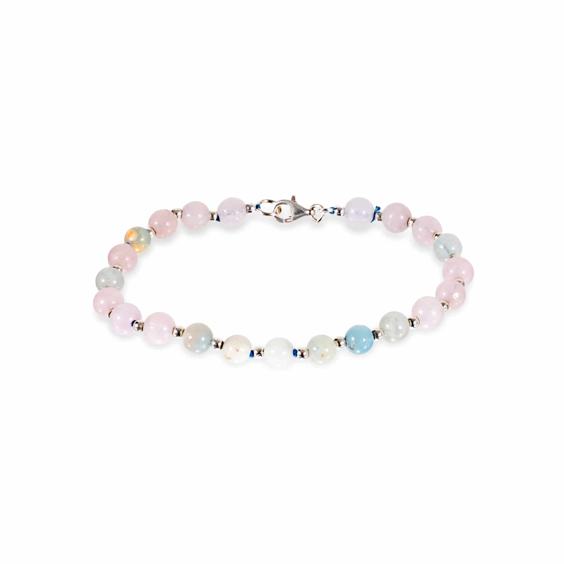 AQUA VOID BRACELET | PULSERA DE PIEDRAS AGUA MARINA Y BALINES EN PLATA 925 - miniatura 1