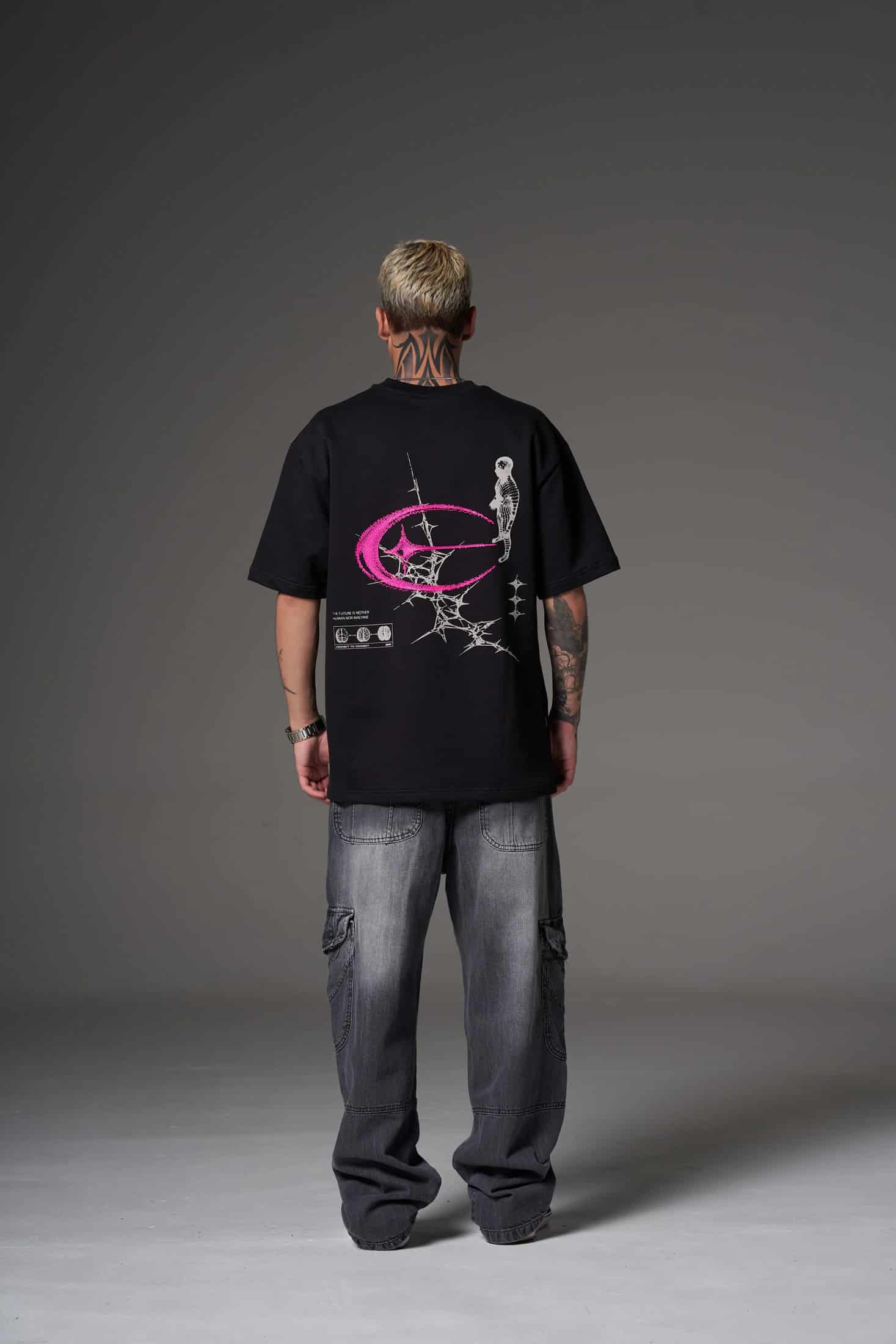 T shirt hyper human purple negra claro 300 gramos 14584 - miniatura 5